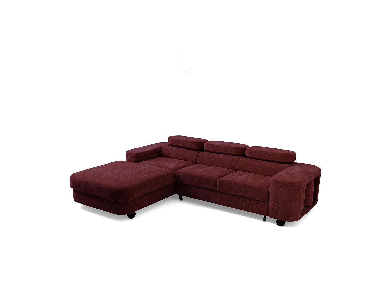 Ecksofa LOVE L links mit Schlaffunktion 124x210 Chenille bordeaux
