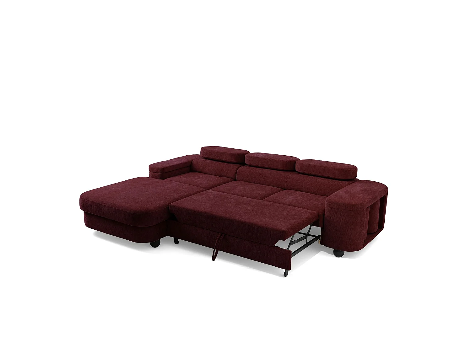 Ecksofa LOVE L links mit Schlaffunktion 124x210 Chenille bordeaux
