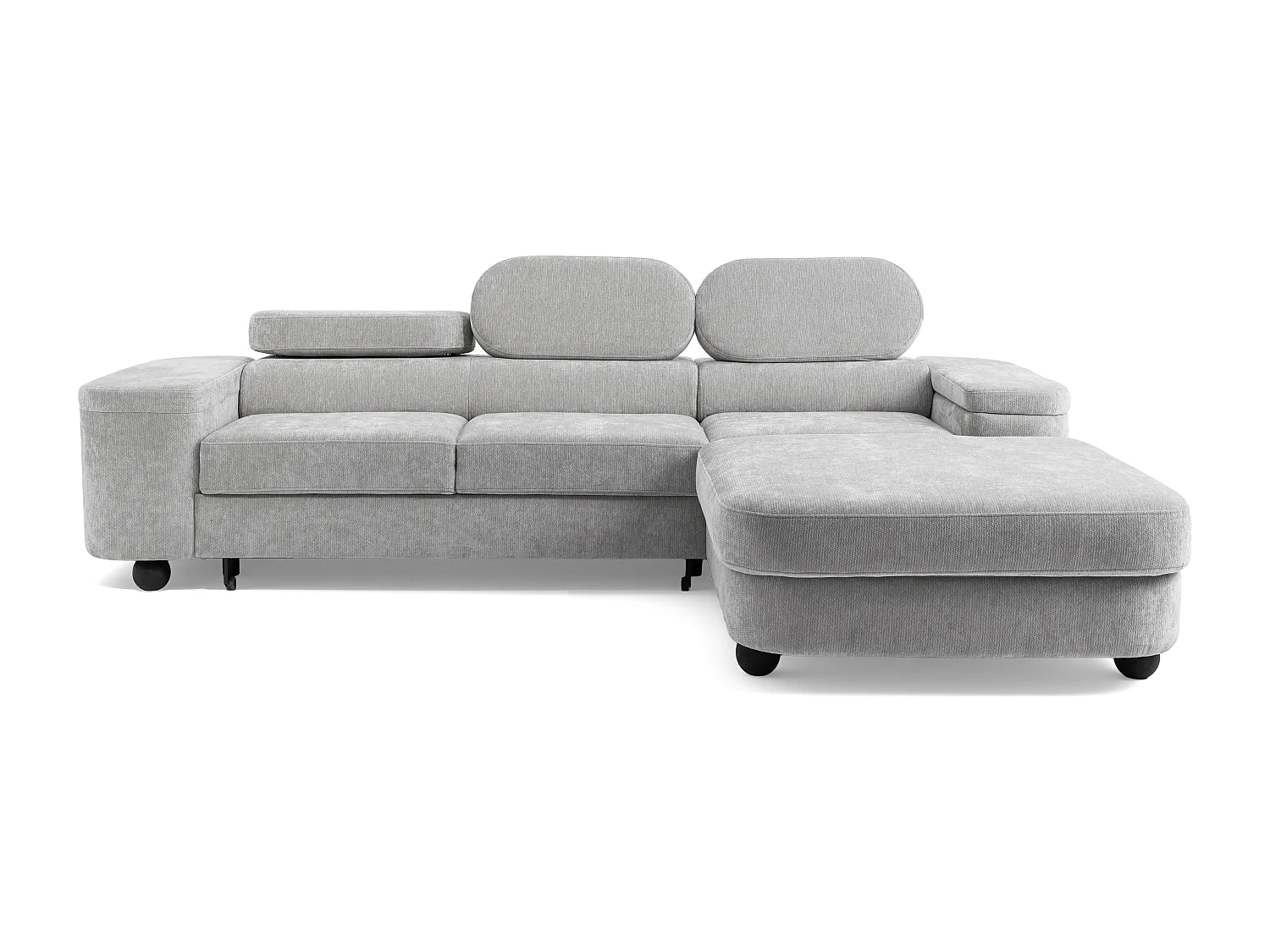 Canapé d'angle LOVE L Droit avec fonction couchage 124x210 Chenille Gris clair