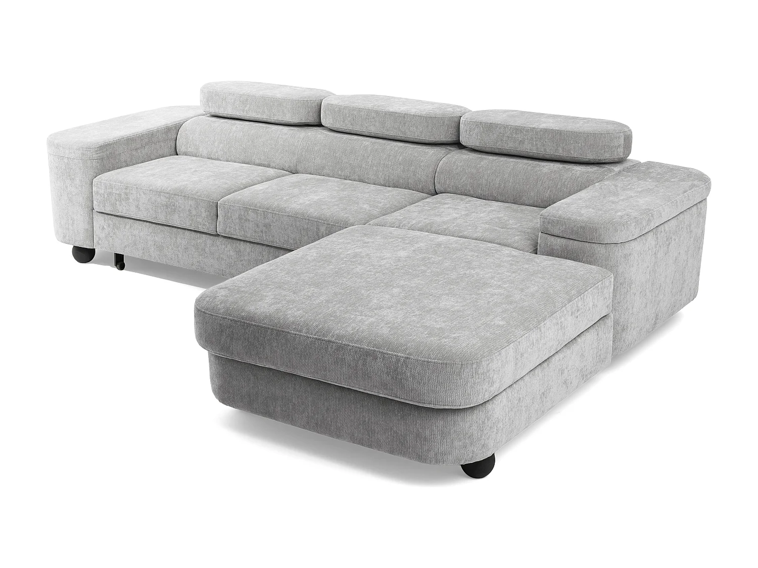 Canapé d'angle LOVE L Droit avec fonction couchage 124x210 Chenille Gris clair
