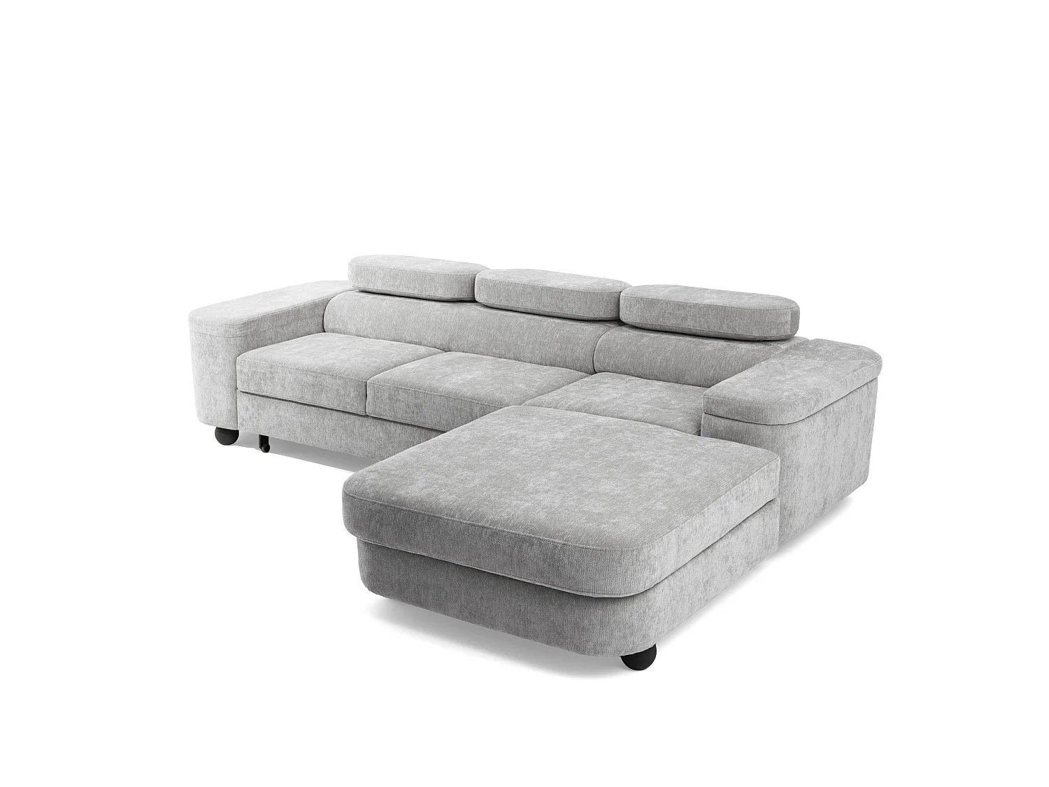 Canapé d'angle droit 3 places en tissu chenille gris clair LOVE