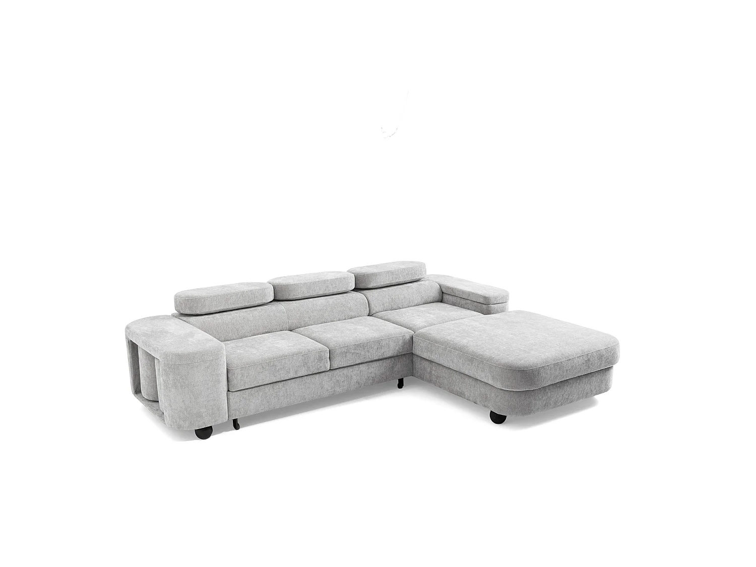Canapé d'angle droit 3 places en tissu chenille gris clair LOVE