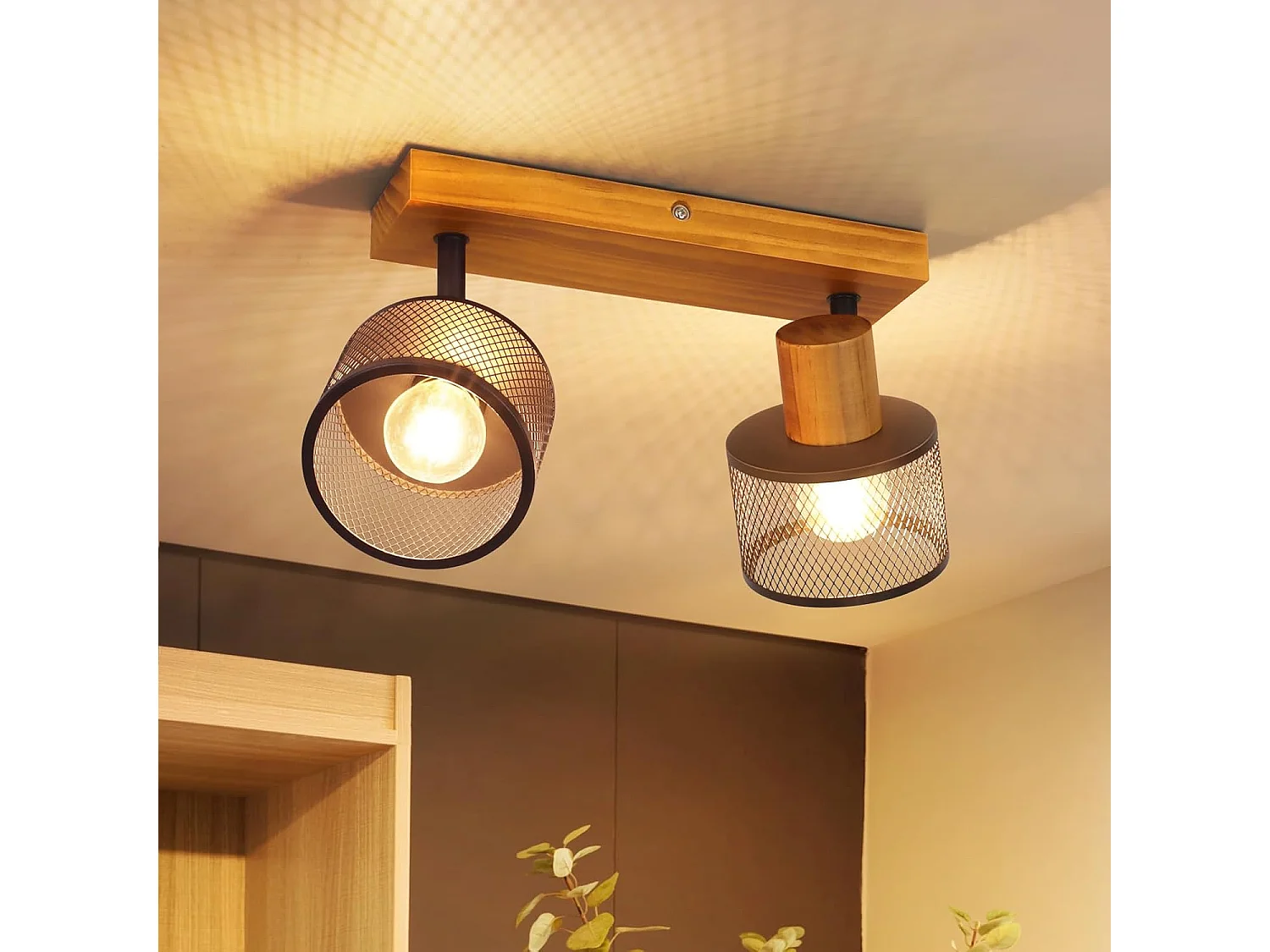 ZMH Spot de plafond noir 2 lumières E14 style industriel vintage en métal pour chambre ou salon ampoules non incluses