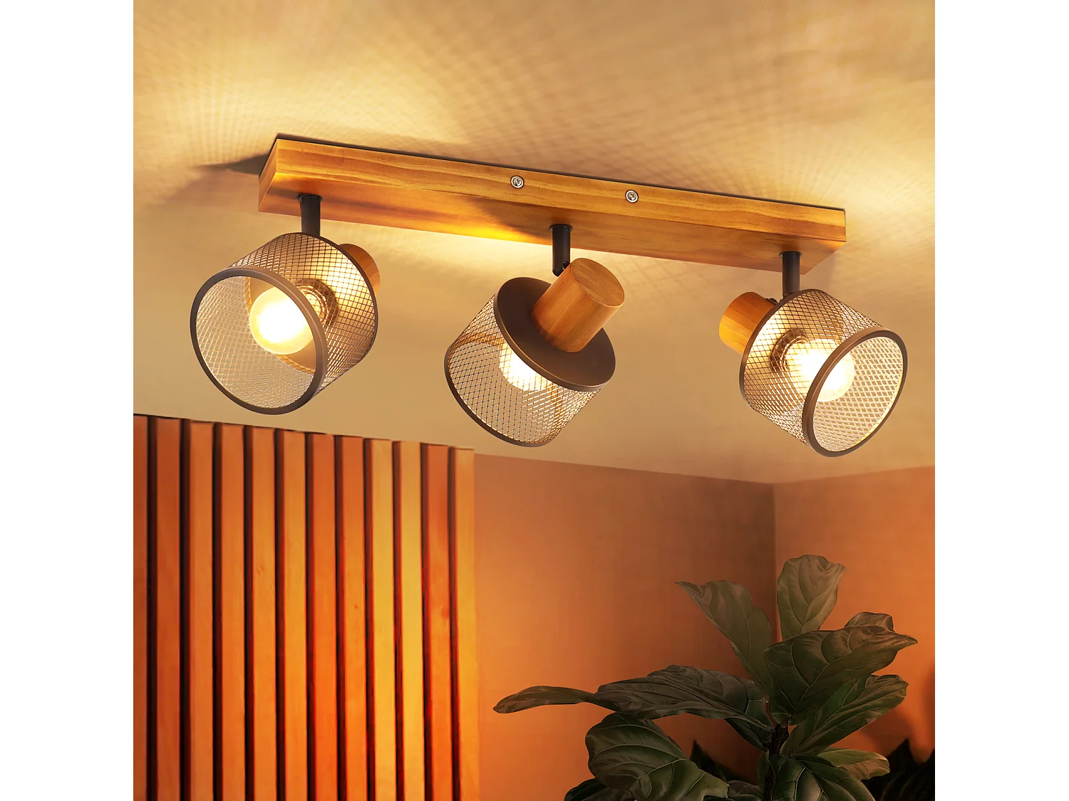 ZMH Spot de plafond noir 3 lumières E14 style industriel vintage en métal pour chambre ou salon ampoules non incluses