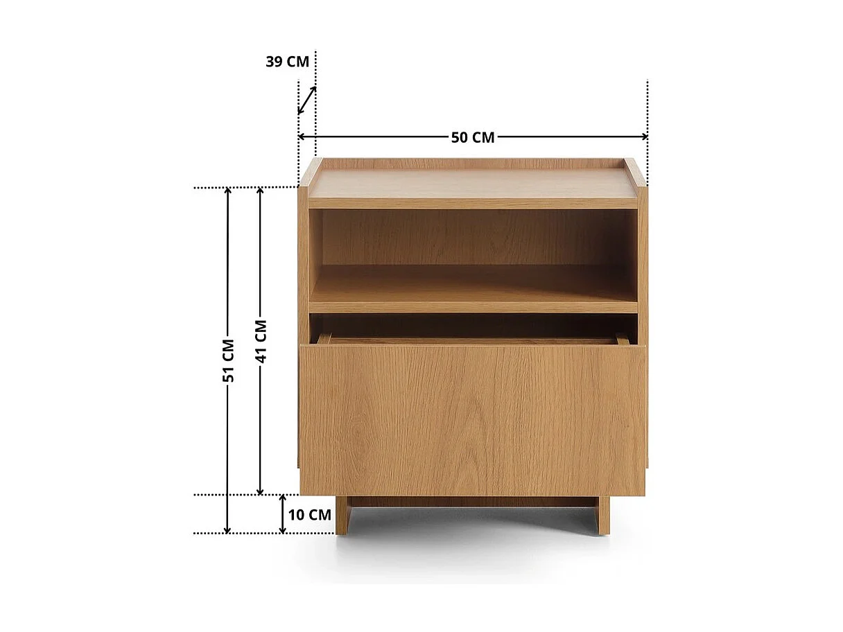 Nachtkastje SUNA 50 cm - Karamel Eiken en Push to Open