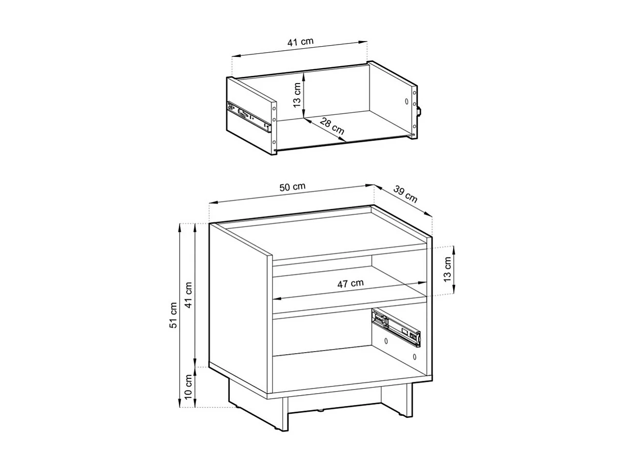 Nachtkastje SUNA 50 cm - Karamel Eiken en Push to Open