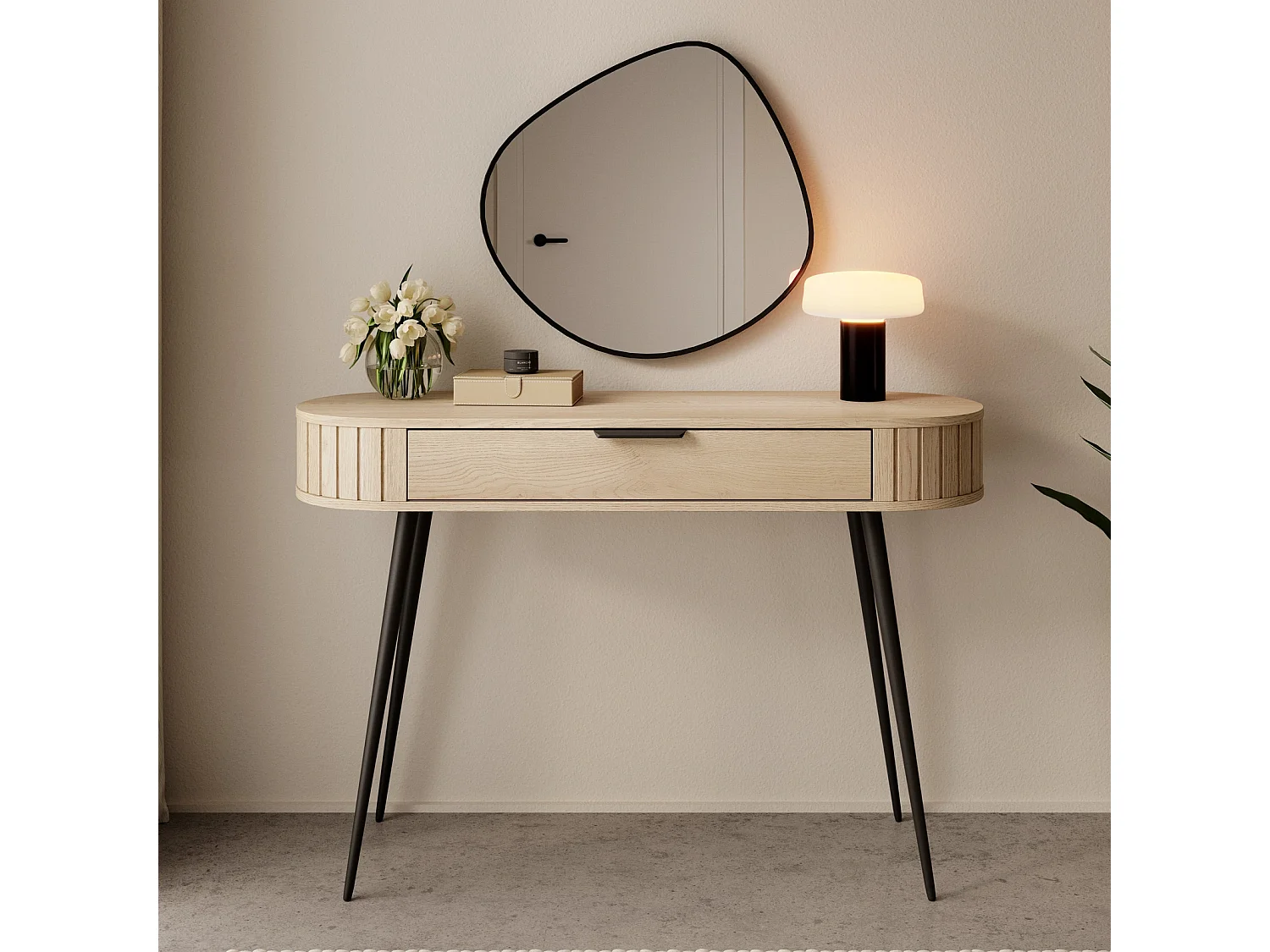 Kaptafel Sidetable LOVI 120 cm - Cremona Eiken en Geribbelde Zijkanten