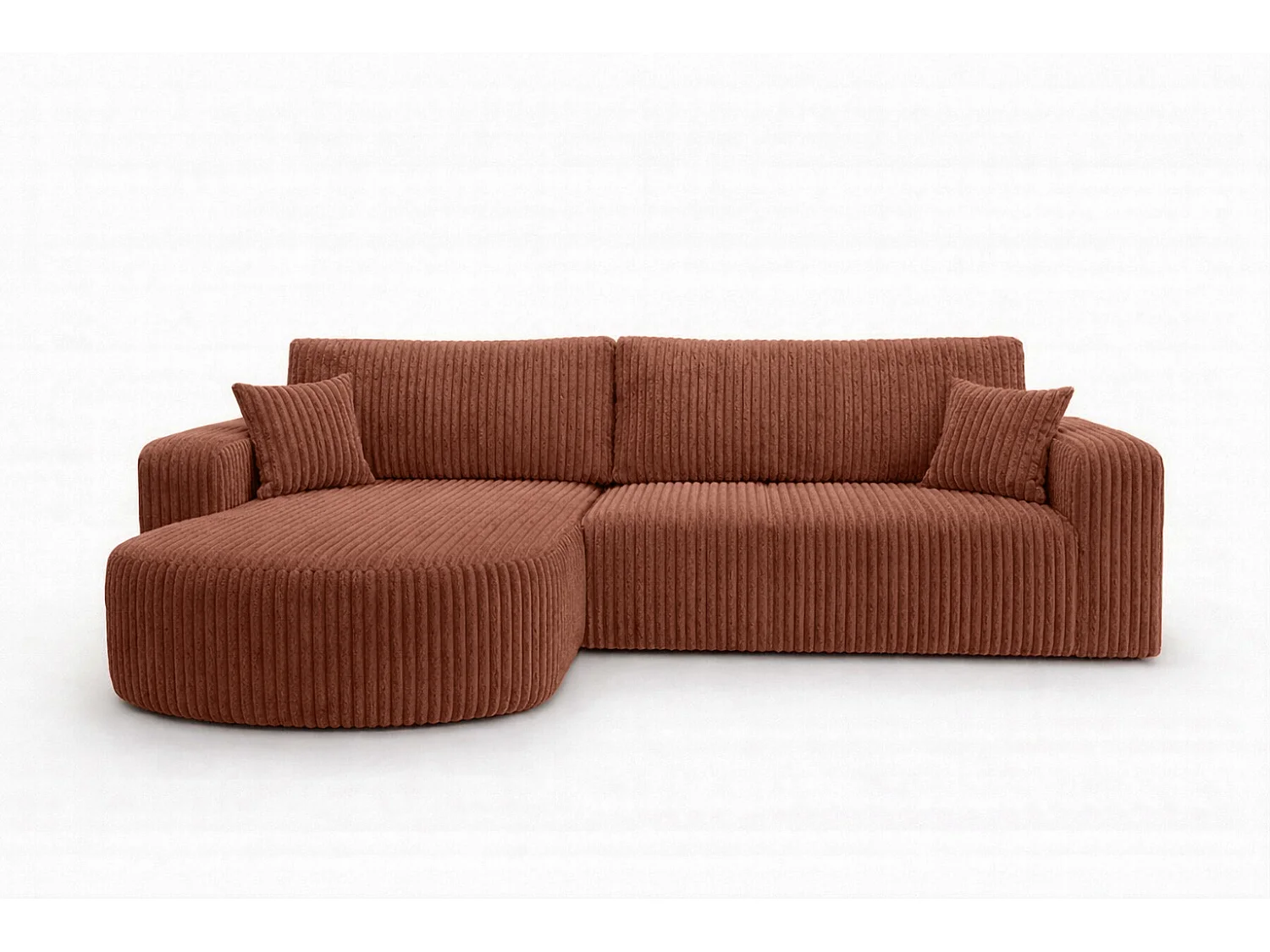 Hoekbank met slaapfunctie, koordstof Tilia, Koper, Links, ROUND ONE XL