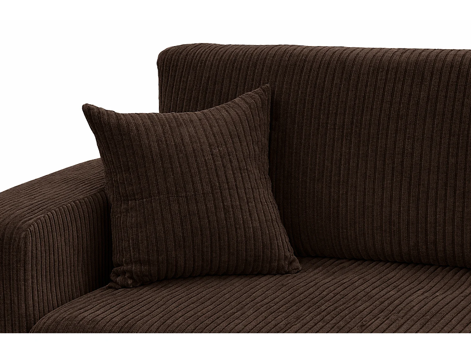 Hoekbank met slaapfunctie, koordstof Poso, Bruin, Rechts, ROUND ONE XL