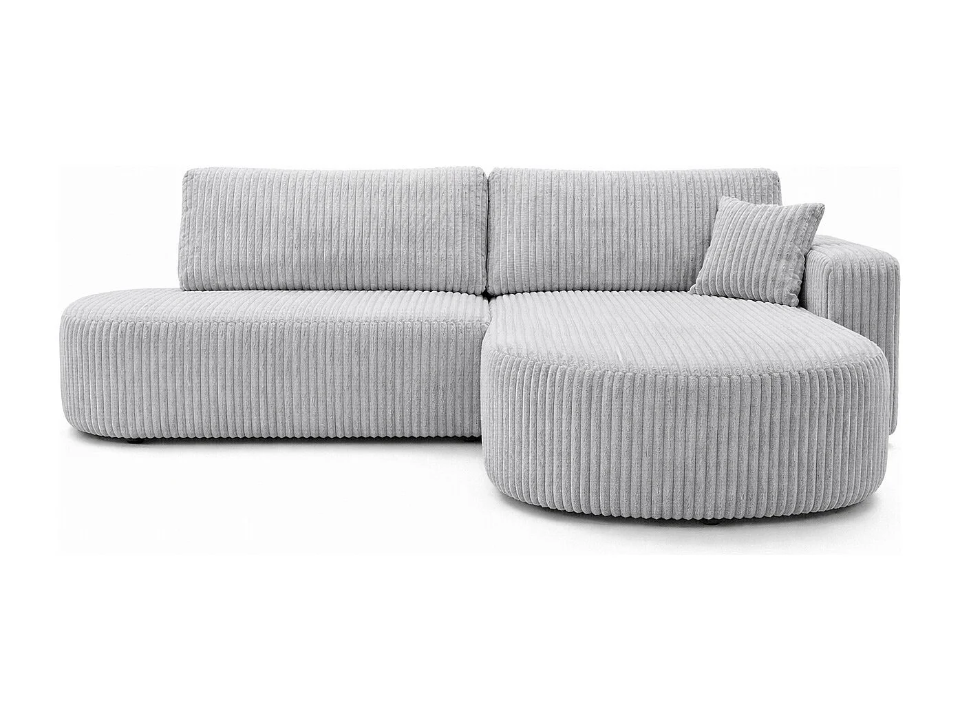 Canapé d’angle convertible avec coffre de rangement, tissu côtelé Tilia, Gris, Droite, ROUND ONE OPEN XL