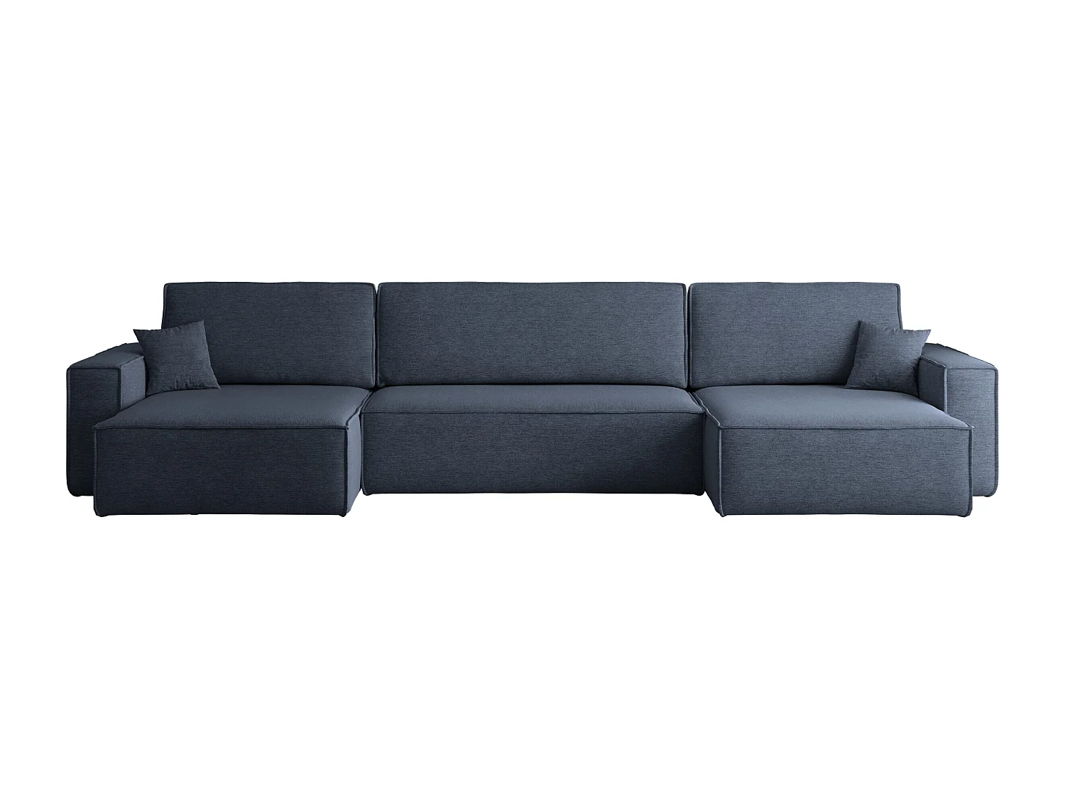 Canapé d’angle en U avec fonction couchage et coffre de rangement, tissu Verita, Bleu marine, BEST U XL