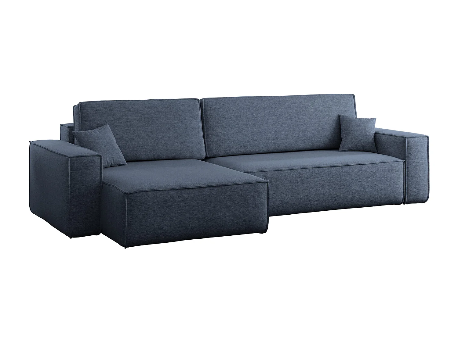 Hoekbank L-vorm met slaapfunctie en opbergruimte, stof Verita, Marineblauw, Links, BEST XL