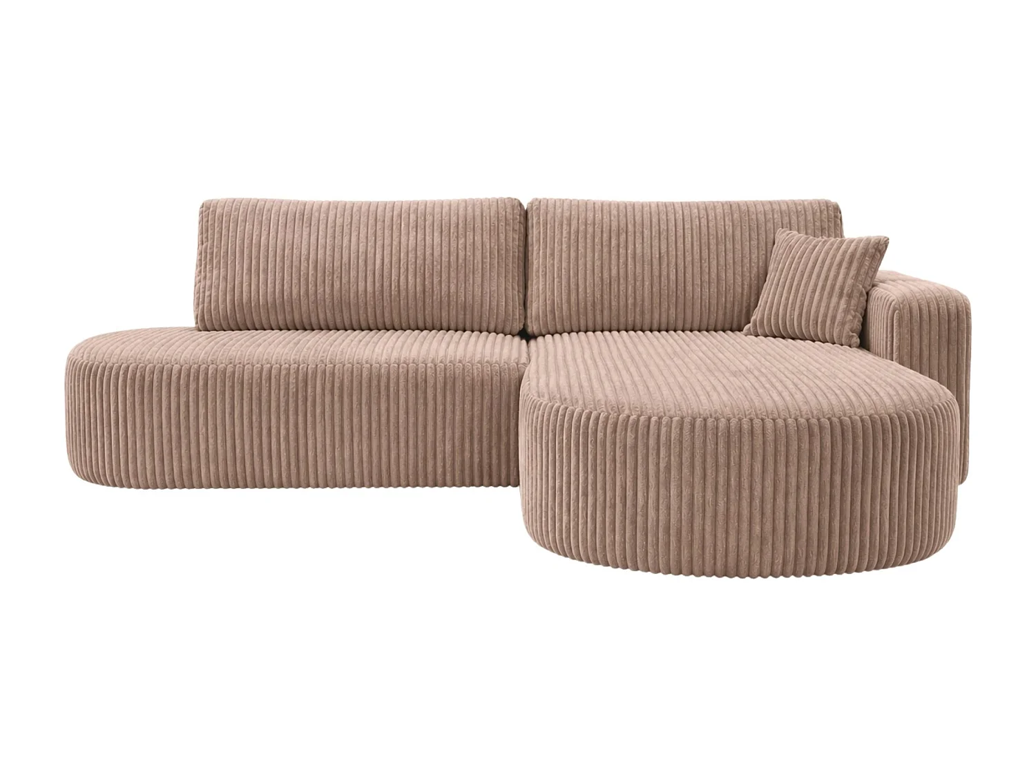 Canapé d’angle convertible avec coffre de rangement, tissu côtelé Tilia, Marron, Droite, ROUND ONE OPEN XL