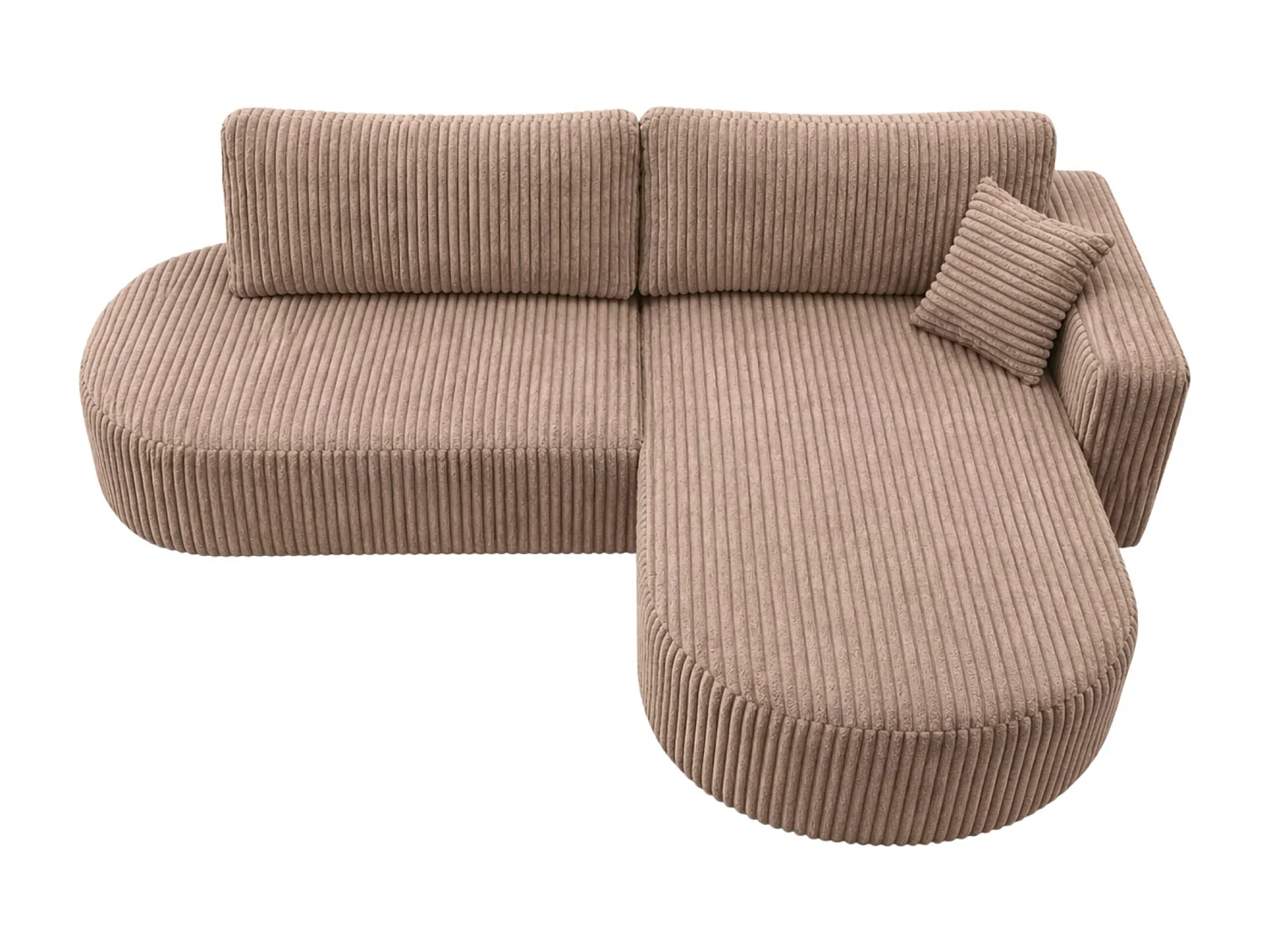 Canapé d’angle convertible avec coffre de rangement, tissu côtelé Tilia, Marron, Droite, ROUND ONE OPEN XL