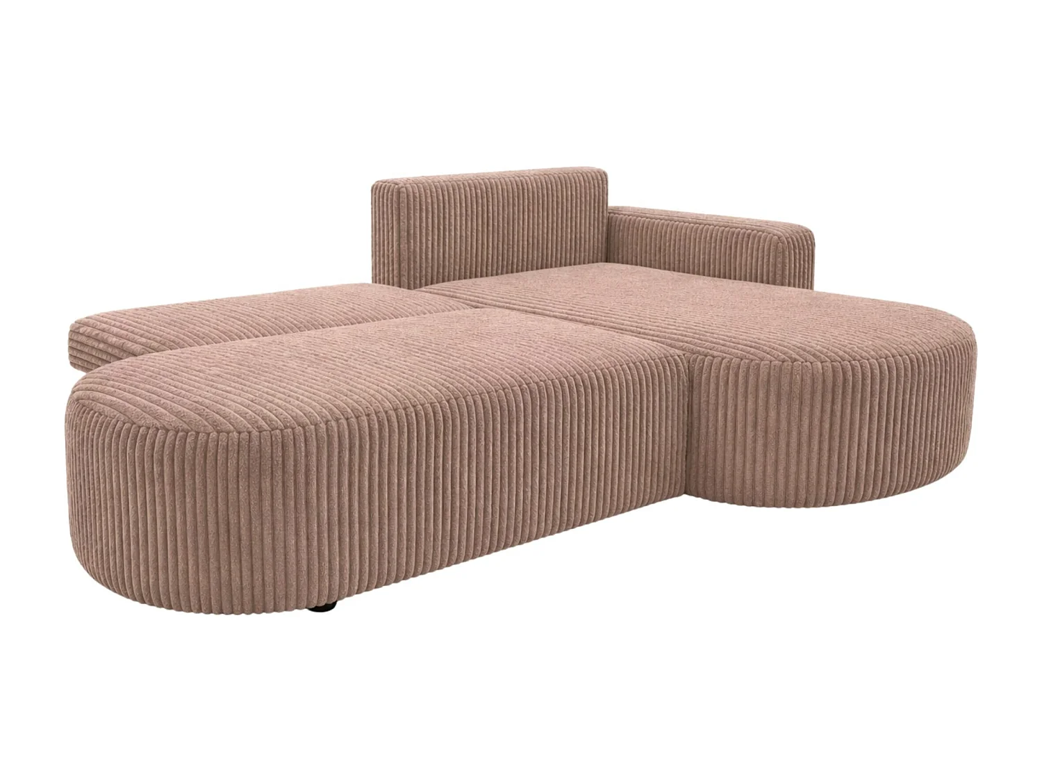 Canapé d’angle convertible avec coffre de rangement, tissu côtelé Tilia, Marron, Droite, ROUND ONE OPEN XL