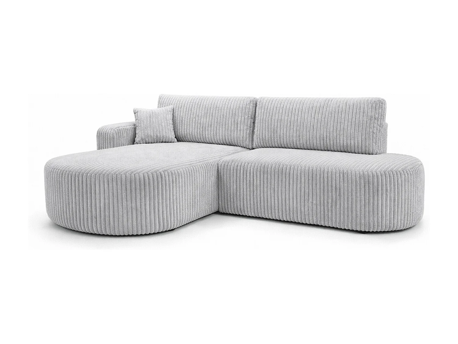 Canapé d’angle convertible avec coffre de rangement, tissu côtelé Tilia, Gris, Gauche, ROUND ONE OPEN XL