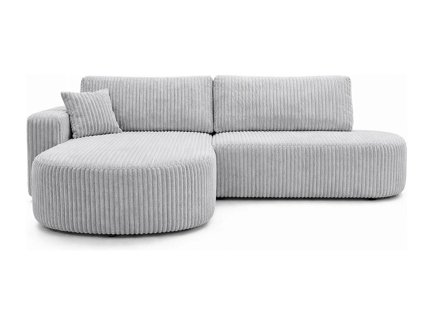 Canapé d’angle convertible avec coffre de rangement, tissu côtelé Tilia, Gris, Gauche, ROUND ONE OPEN XL
