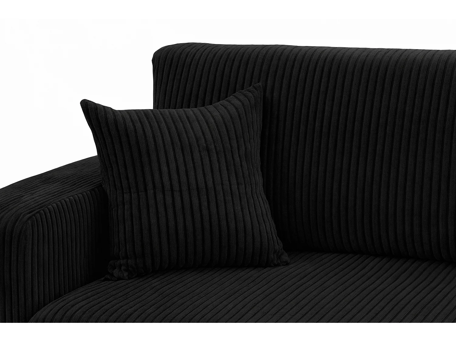 Hoekbank met slaapfunctie, koordstof Poso, Zwart, Rechts, ROUND ONE XL