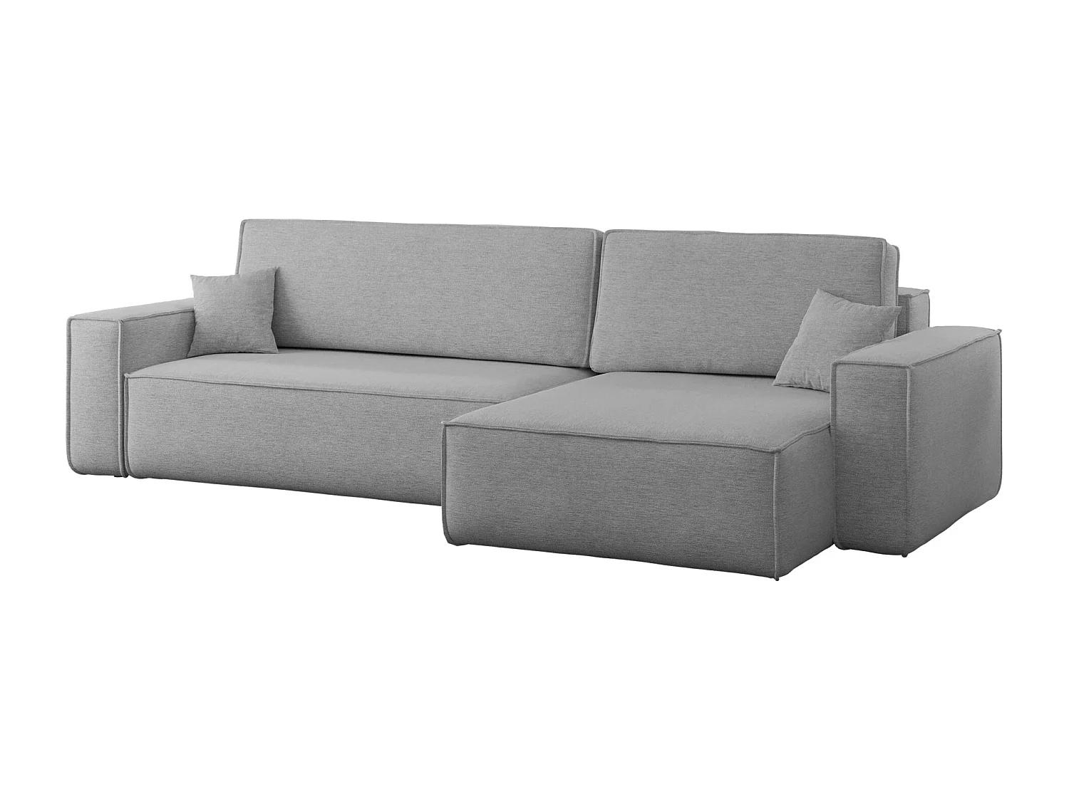 Canapé d’angle en L avec fonction couchage et coffre de rangement, tissu Verita, Gris, Droite, BEST XL