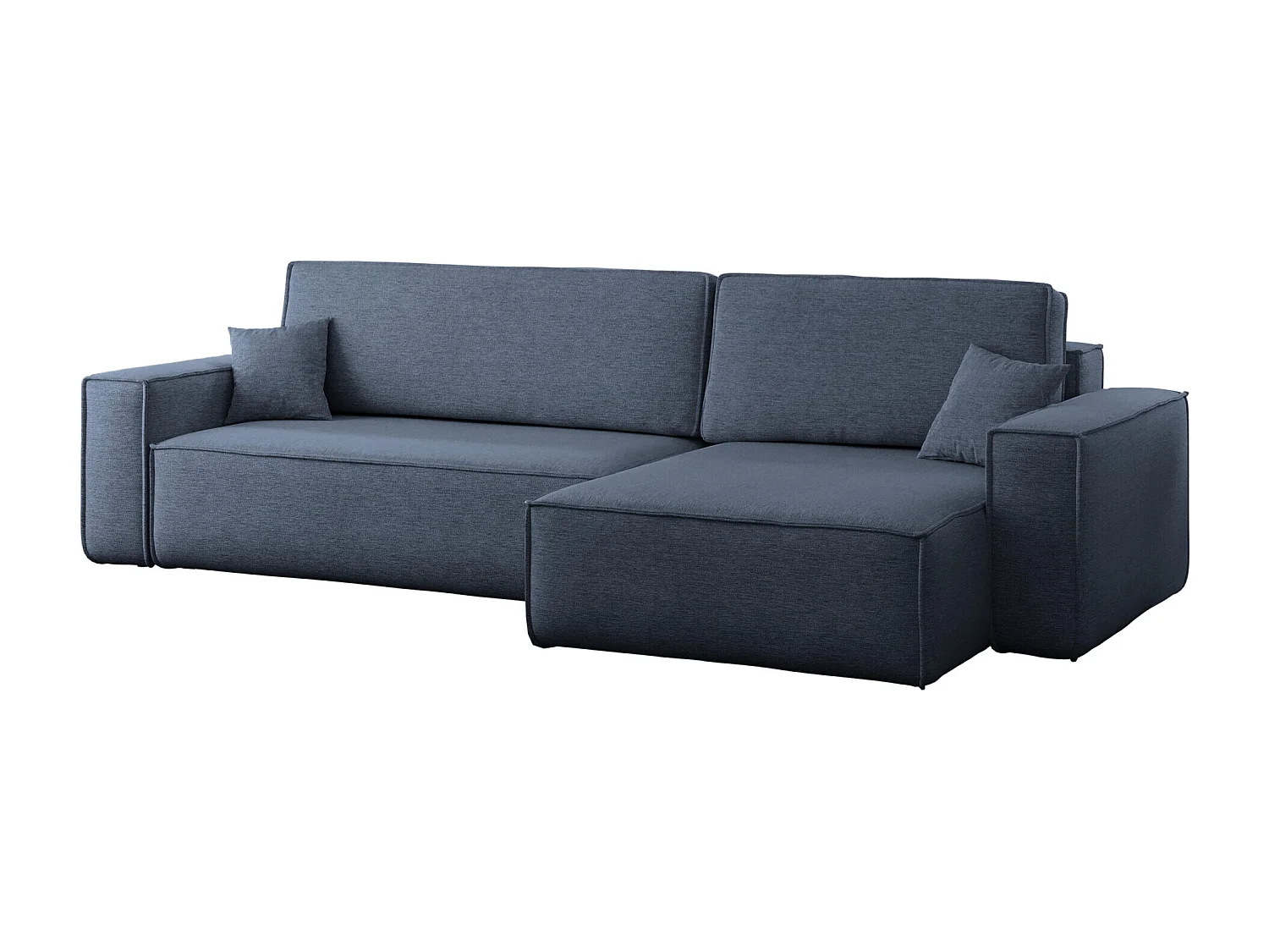 Hoekbank L-vorm met slaapfunctie en opbergruimte, stof Verita, Marineblauw, Rechts, BEST XL
