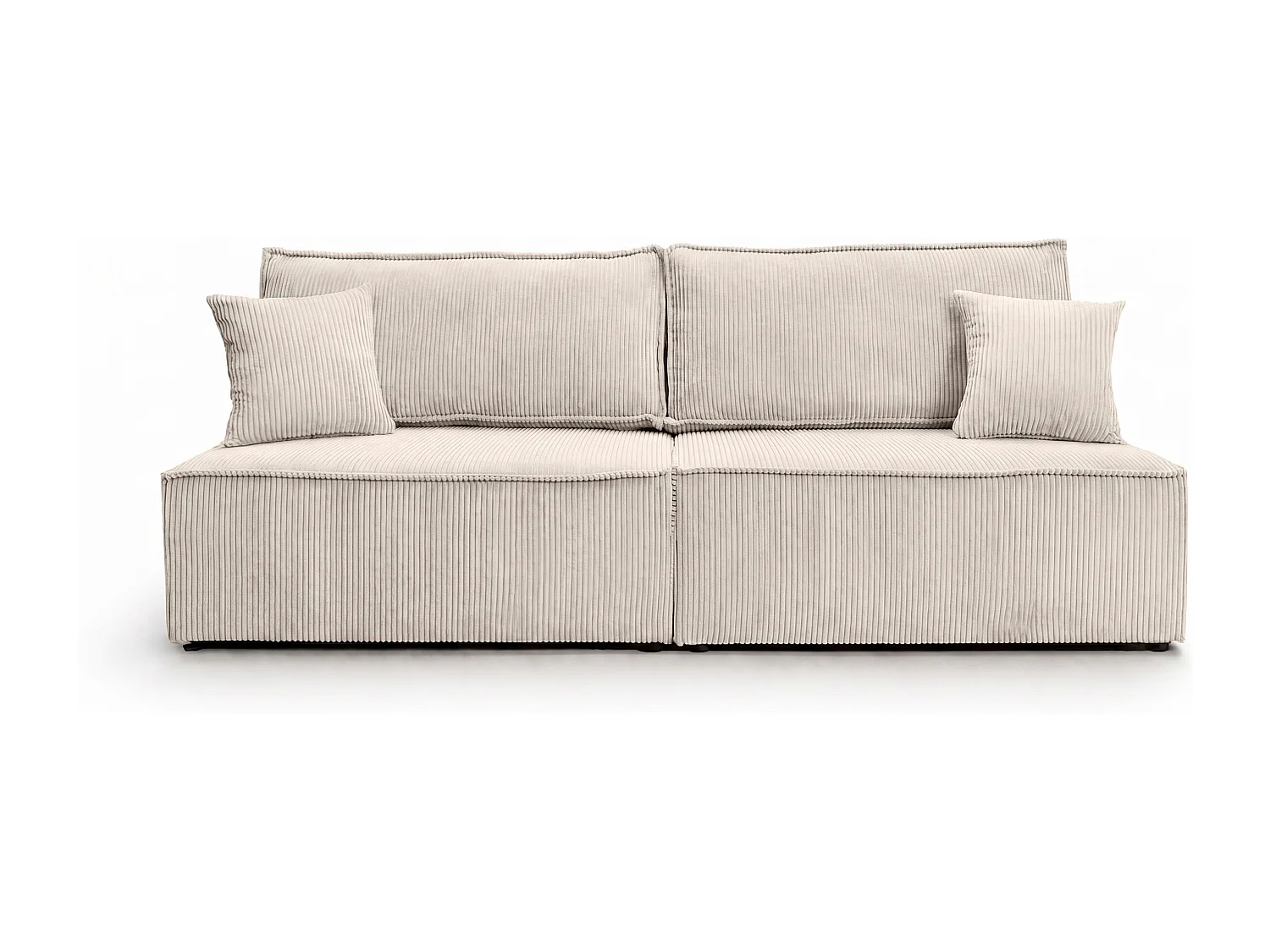 Sofa mit Schlaffunktion und Bettkasten, Cordstoff Poso, Beige, BEST MINI