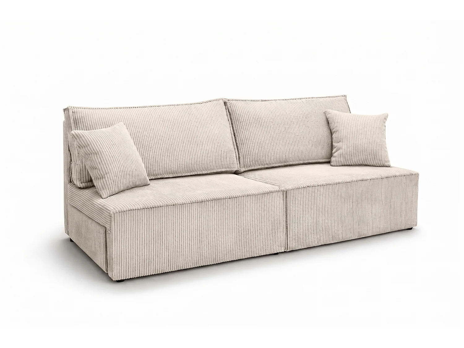 Sofa mit Schlaffunktion und Bettkasten, Cordstoff Poso, Beige, BEST MINI