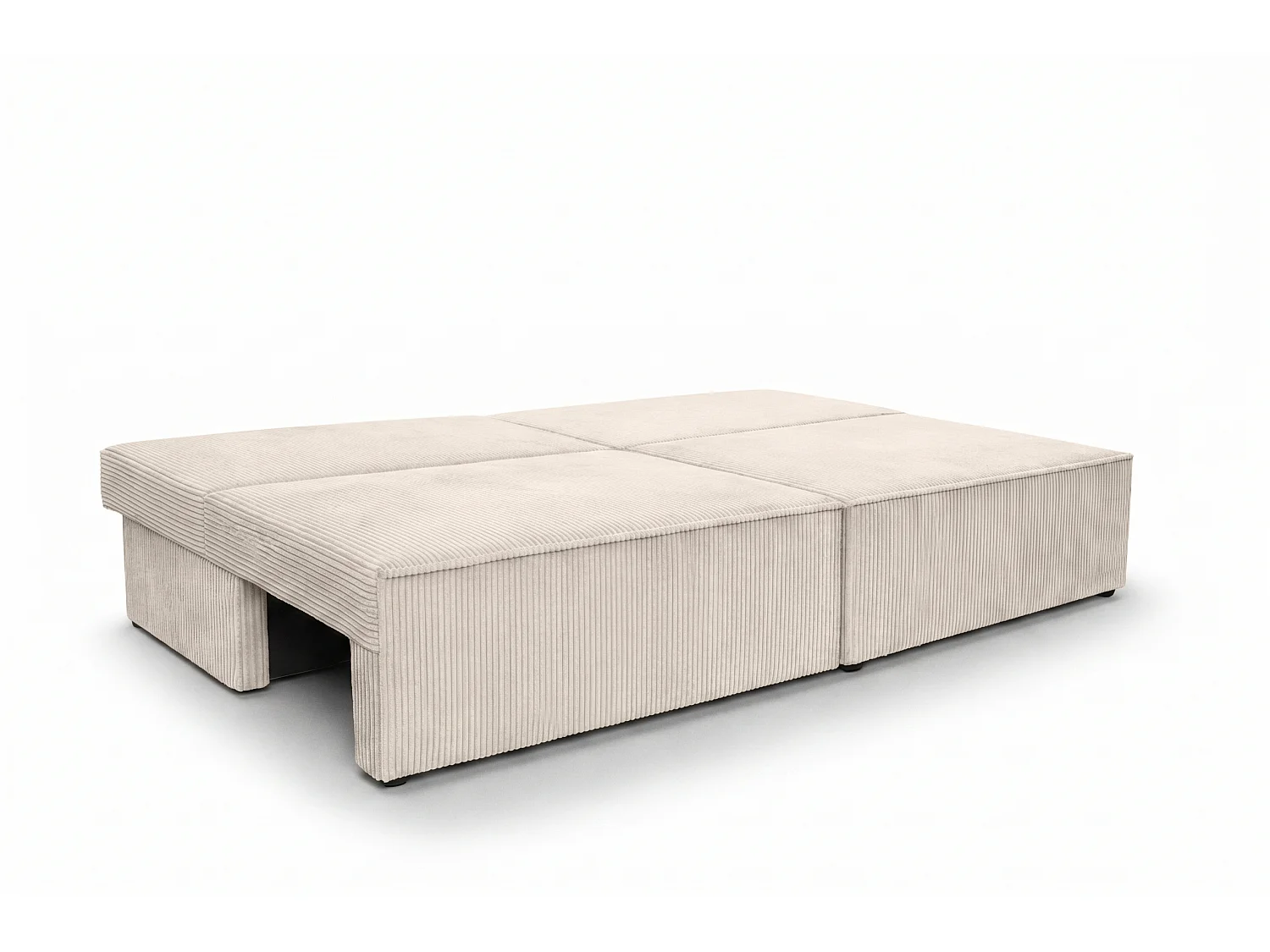 Sofa mit Schlaffunktion und Bettkasten, Cordstoff Poso, Beige, BEST MINI