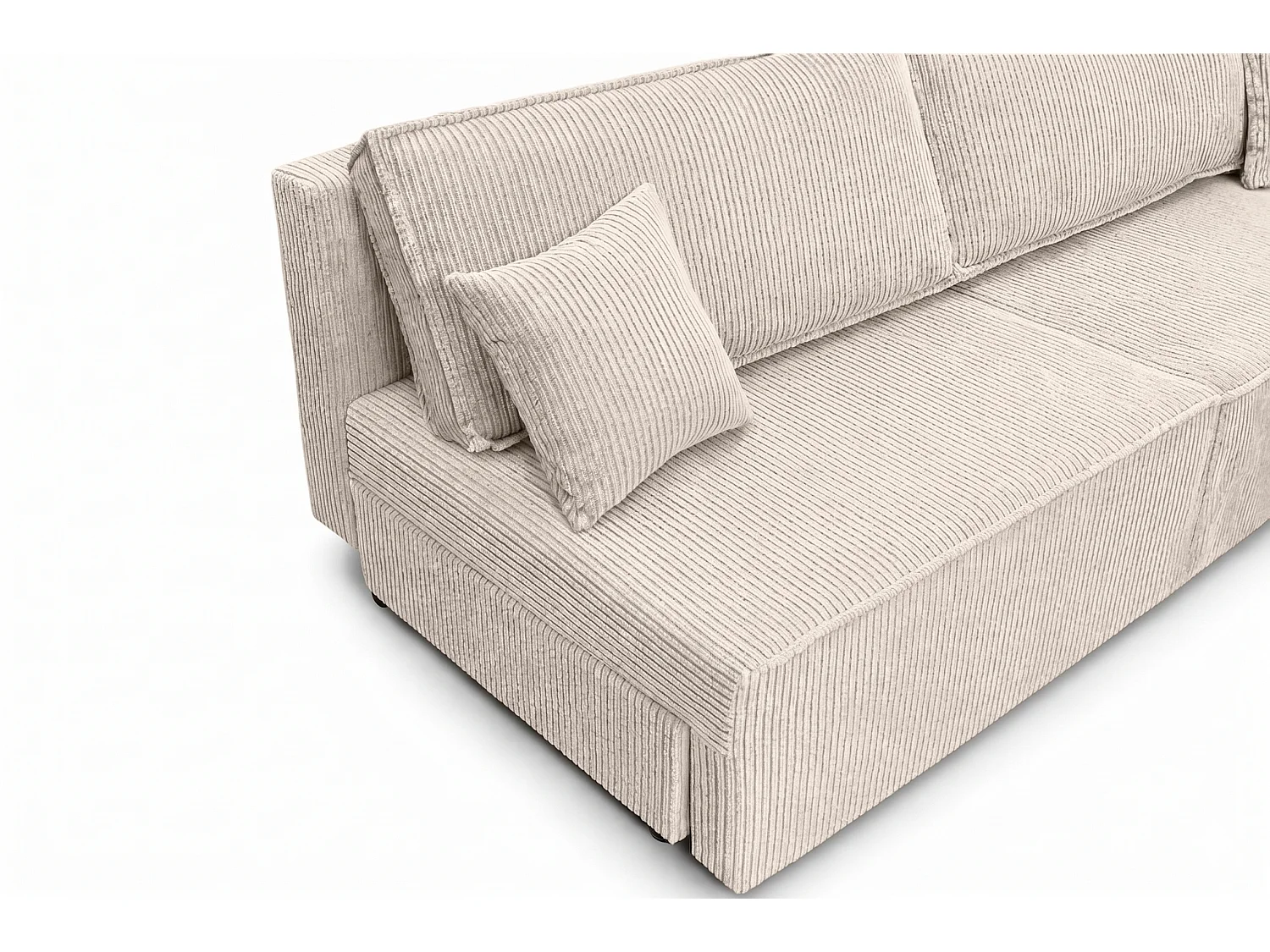 Sofa mit Schlaffunktion und Bettkasten, Cordstoff Poso, Beige, BEST MINI