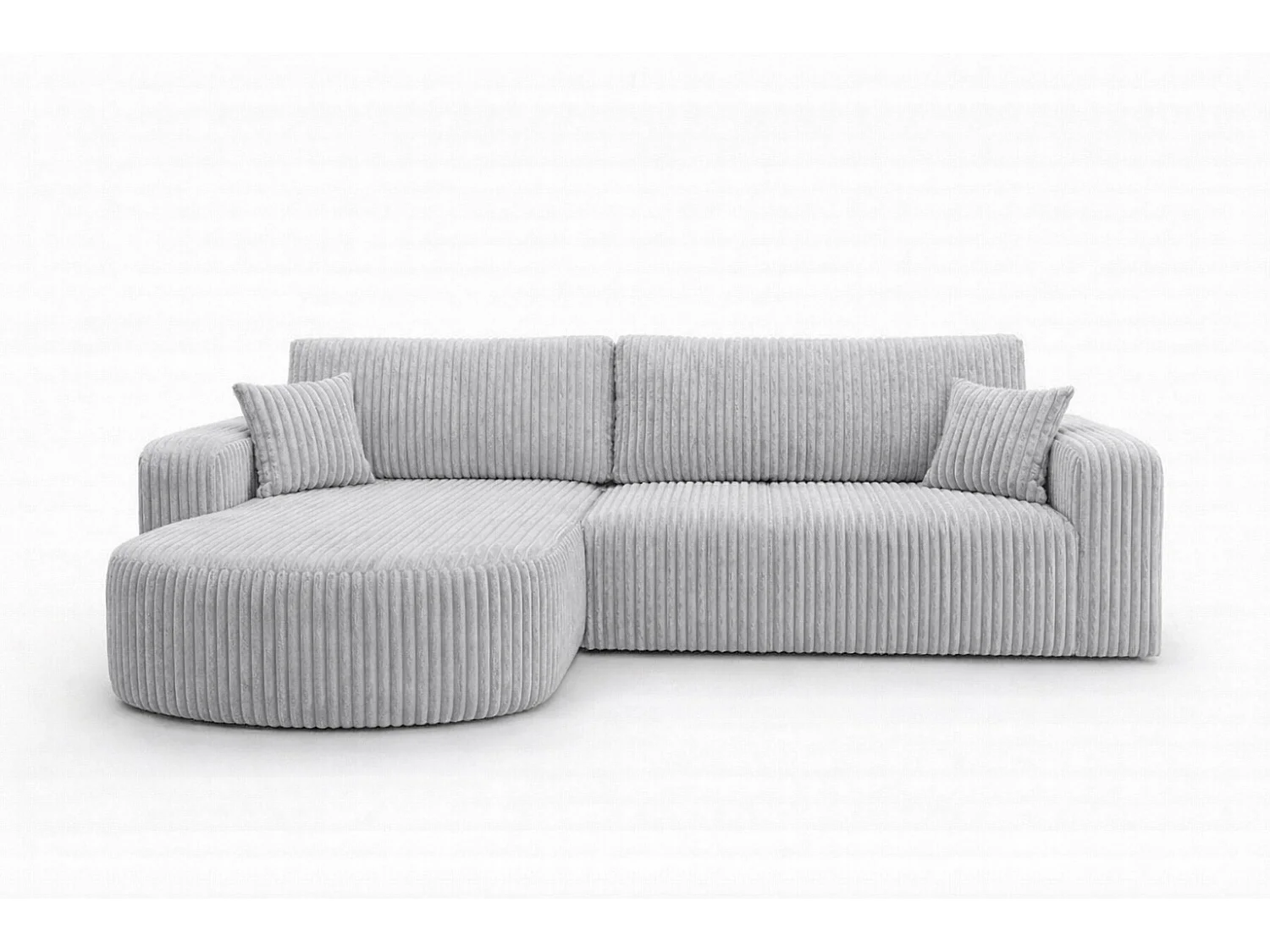 Hoekbank met slaapfunctie, koordstof Tilia, Grijs, Links, ROUND ONE XL