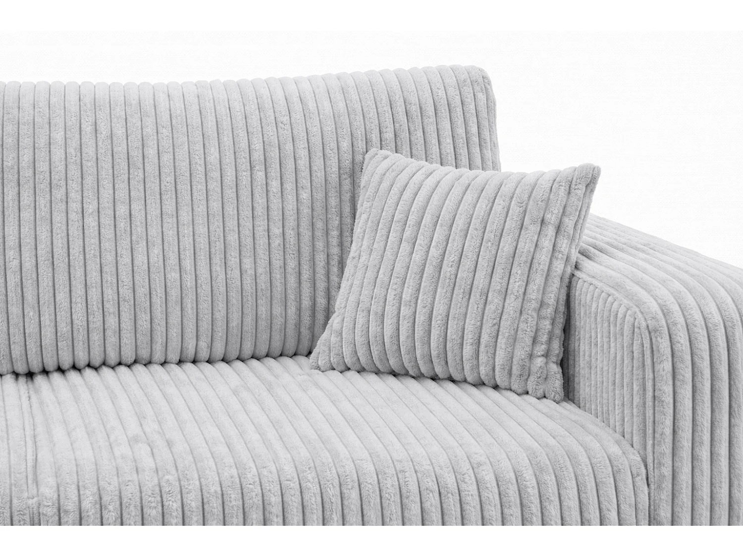 Hoekbank met slaapfunctie, koordstof Tilia, Grijs, Links, ROUND ONE XL
