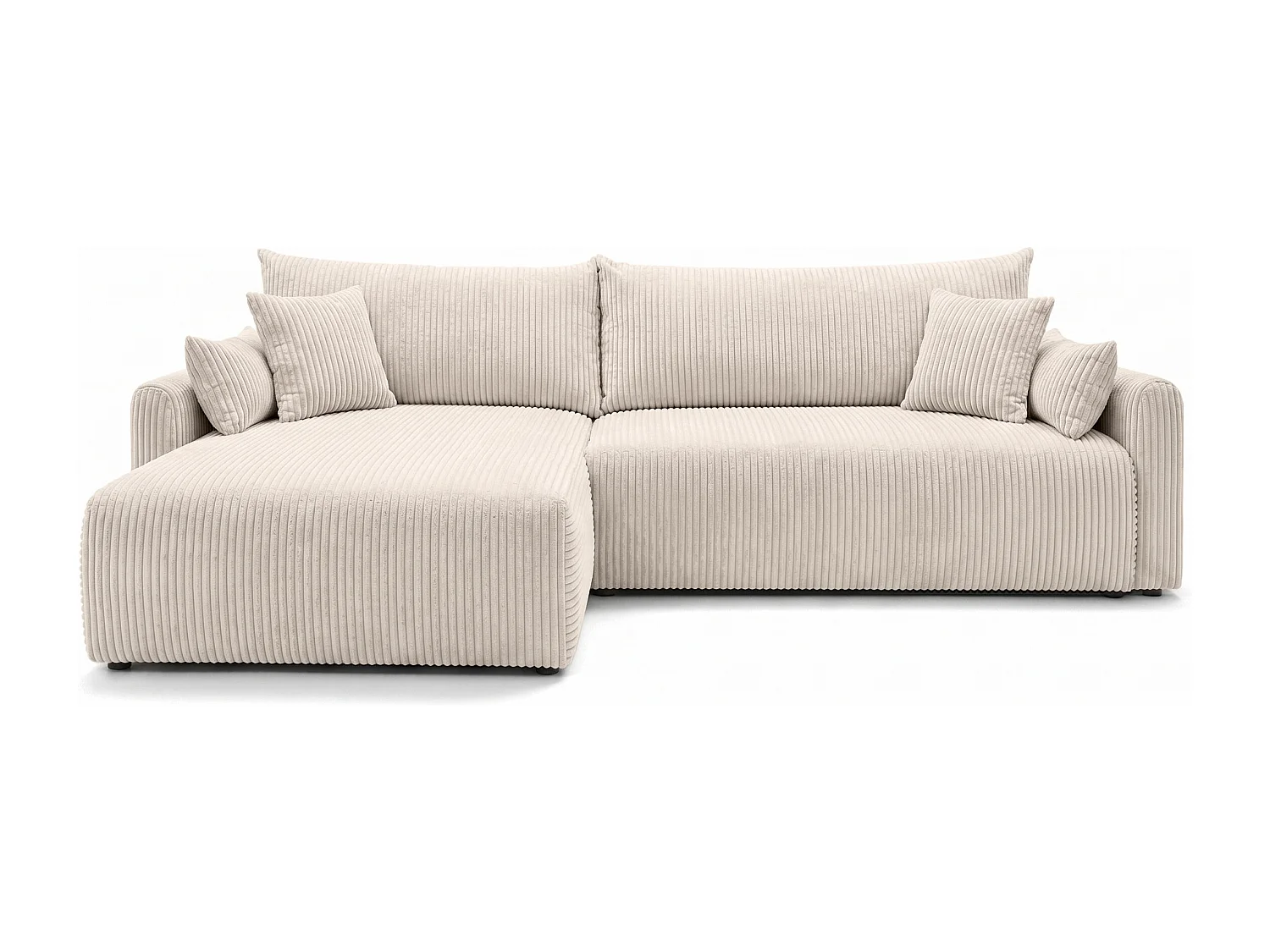 Ecksofa mit Schlaffunktion, Cordstoff Poso, Beige, Links, JAPANDI