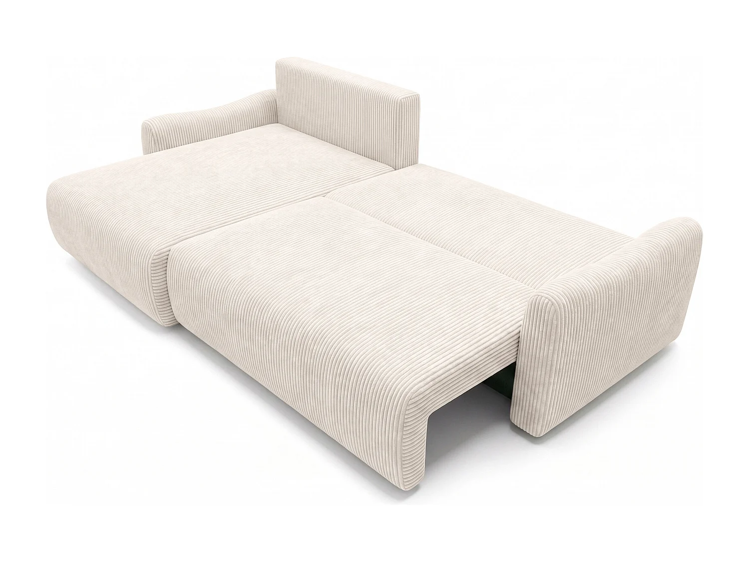 Ecksofa mit Schlaffunktion, Cordstoff Poso, Beige, Links, JAPANDI
