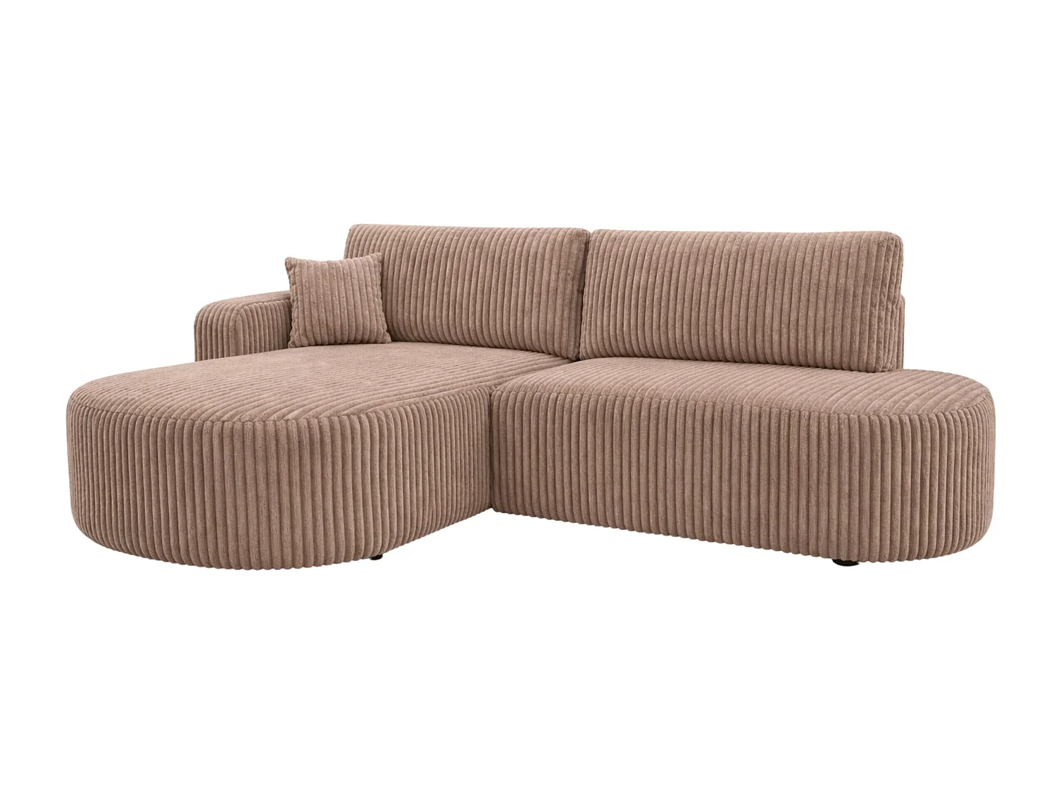 Canapé d’angle convertible avec coffre de rangement, tissu côtelé Tilia, Marron, Gauche, ROUND ONE OPEN XL