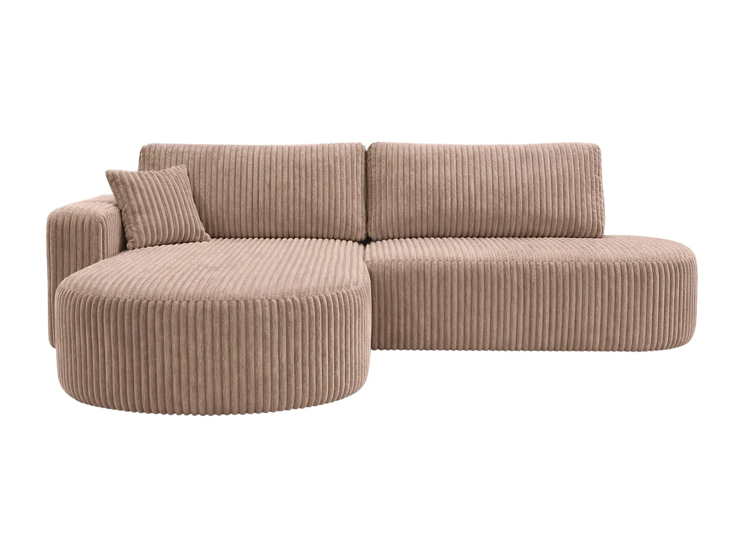Canapé d’angle convertible avec coffre de rangement, tissu côtelé Tilia, Marron, Gauche, ROUND ONE OPEN XL