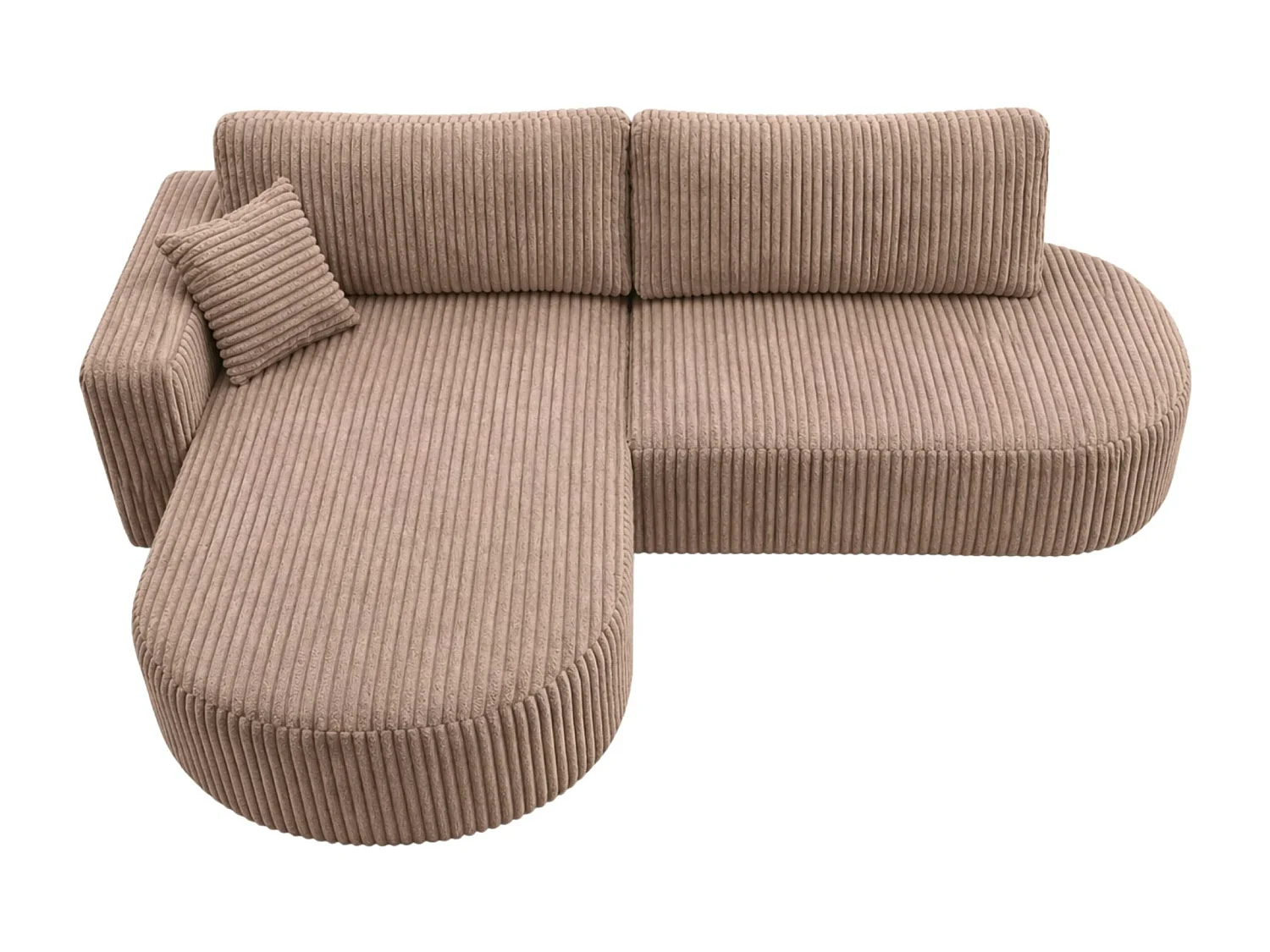 Canapé d’angle convertible avec coffre de rangement, tissu côtelé Tilia, Marron, Gauche, ROUND ONE OPEN XL