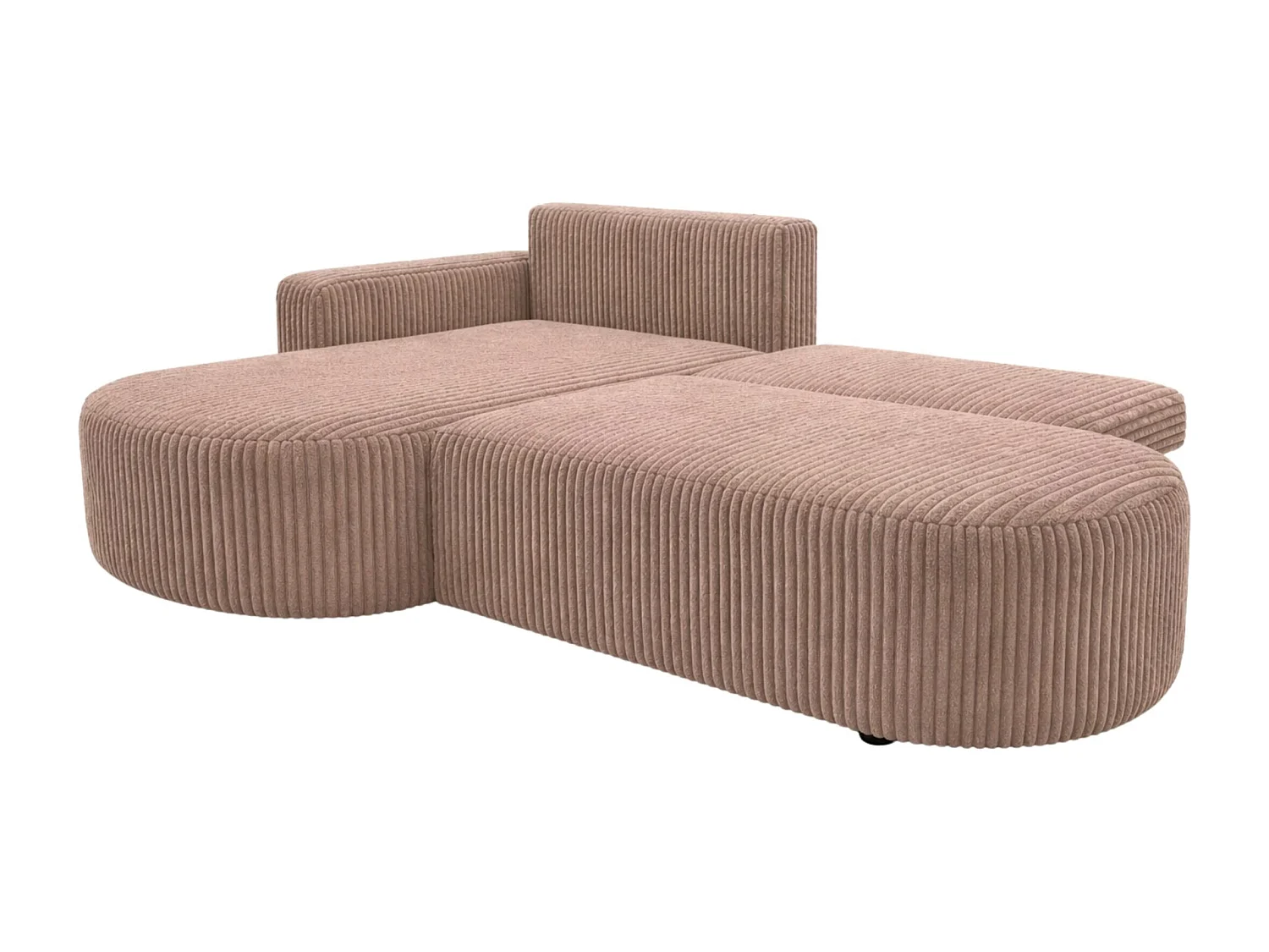 Canapé d’angle convertible avec coffre de rangement, tissu côtelé Tilia, Marron, Gauche, ROUND ONE OPEN XL