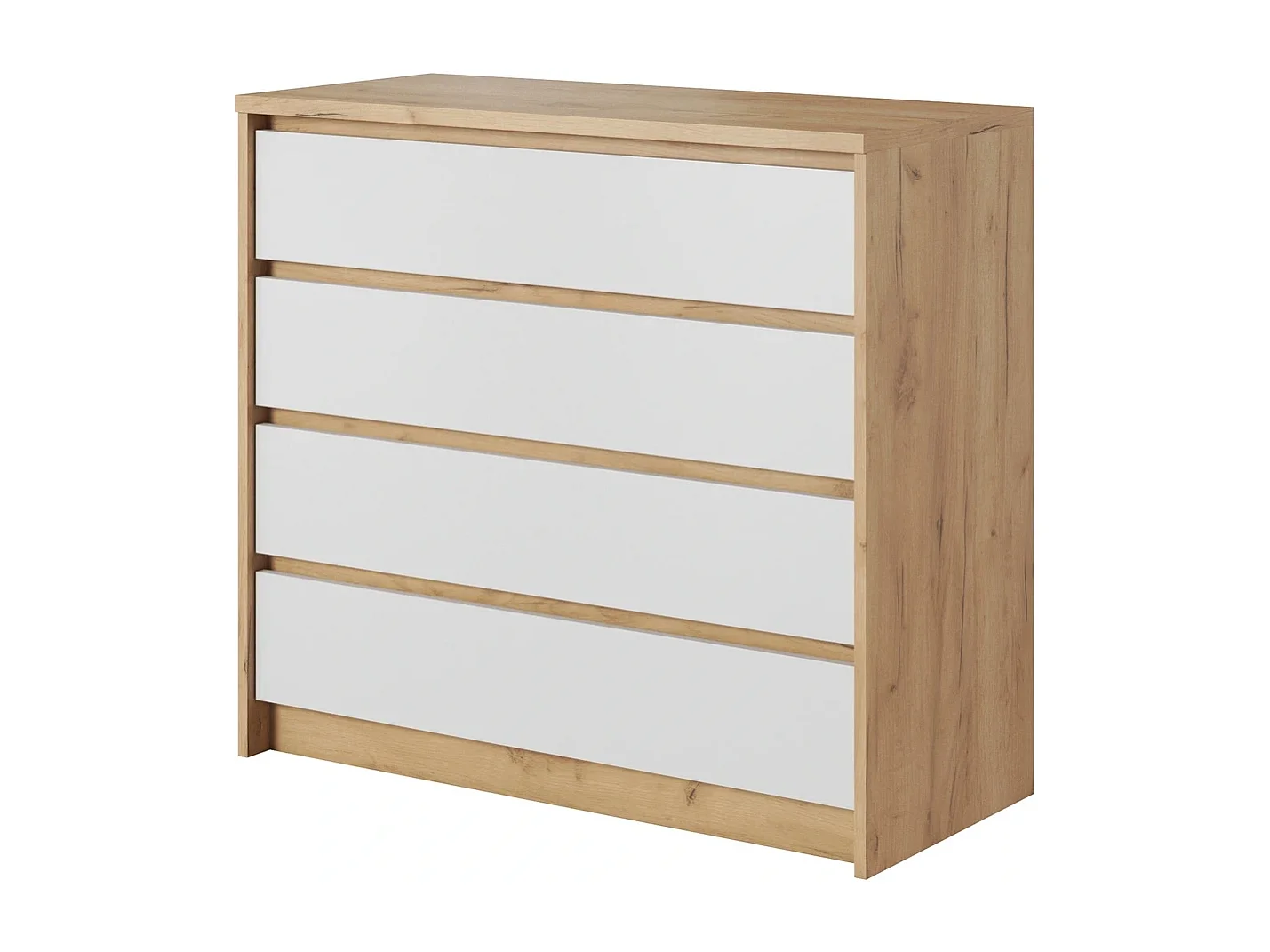 Kommode CORSA F 93 cm mit 4 Schubladen und starker Oberplatte - Eiche Craft Gold / Weiß