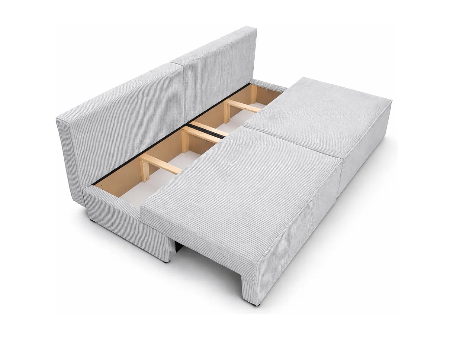Canapé avec fonction couchage et coffre de rangement, tissu en velours côtelé Poso, Vert, BEST MINI