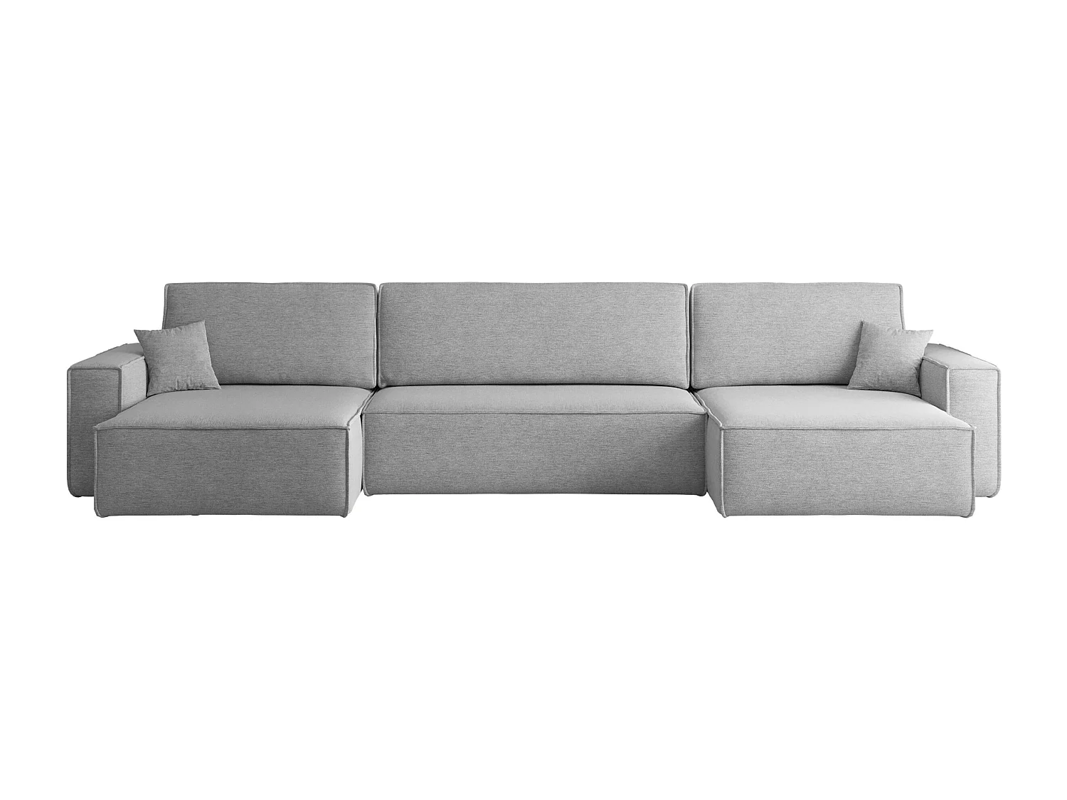 Canapé d’angle en U avec fonction couchage et coffre de rangement, tissu Verita, Gris, BEST U XL