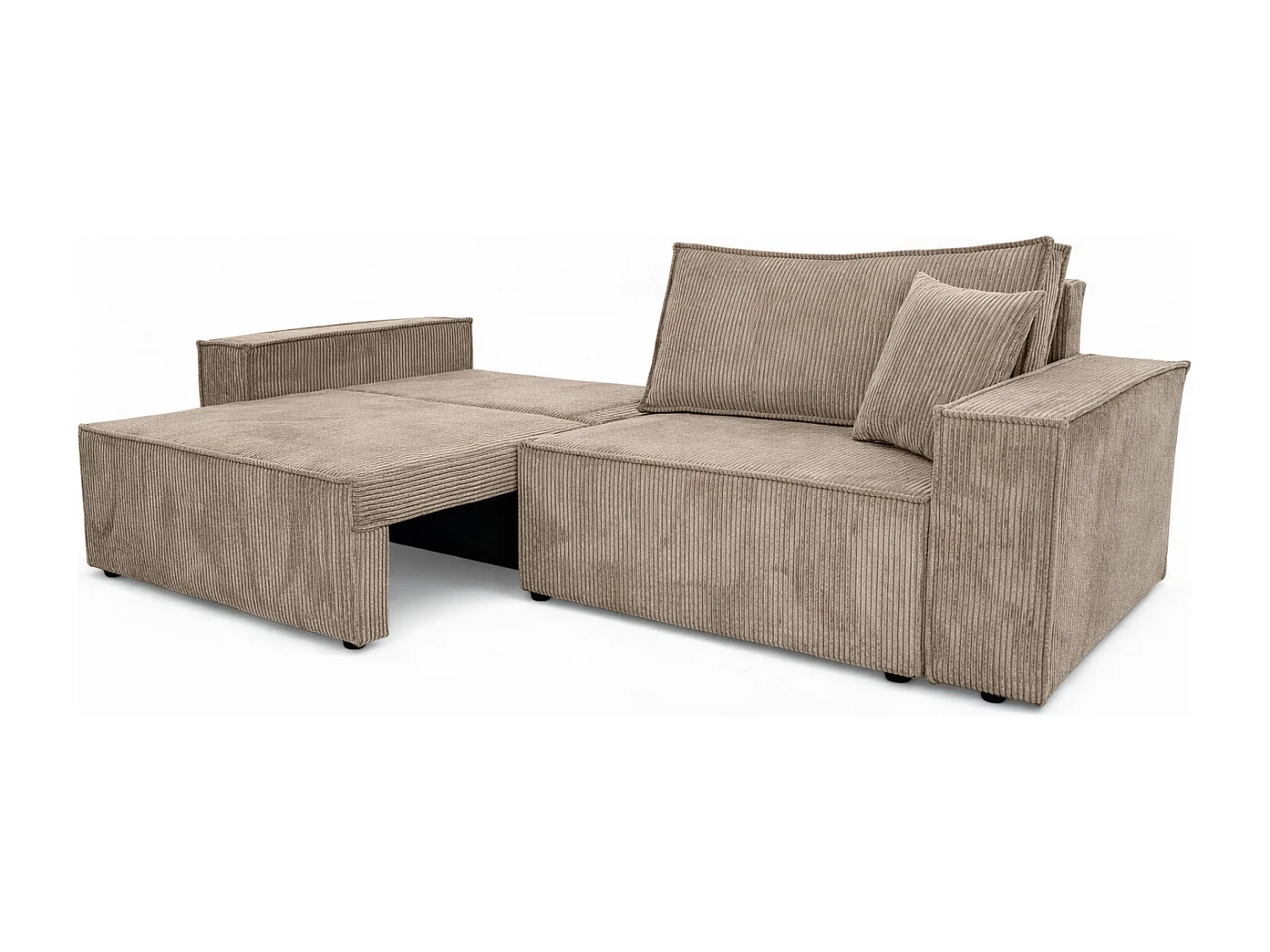 Sofa mit Schlaffunktion und Bettkasten, Cordstoff Poso, Dunkelbeige, BEST SCORNER