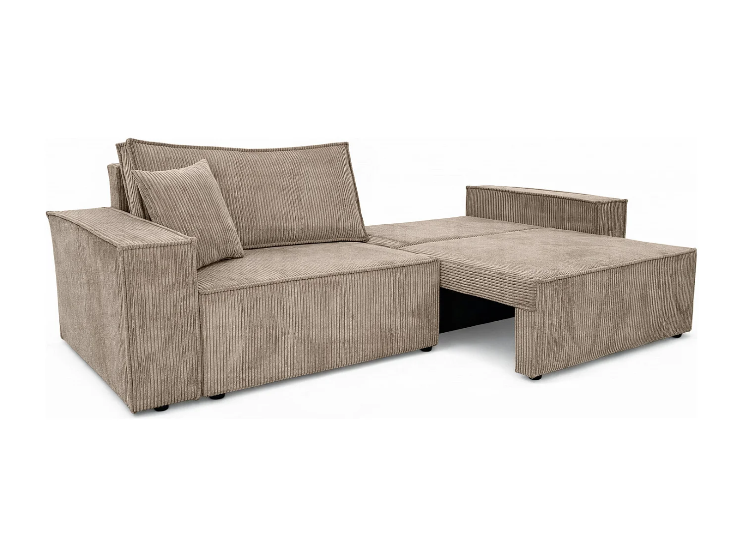 Sofa mit Schlaffunktion und Bettkasten, Cordstoff Poso, Dunkelbeige, BEST SCORNER