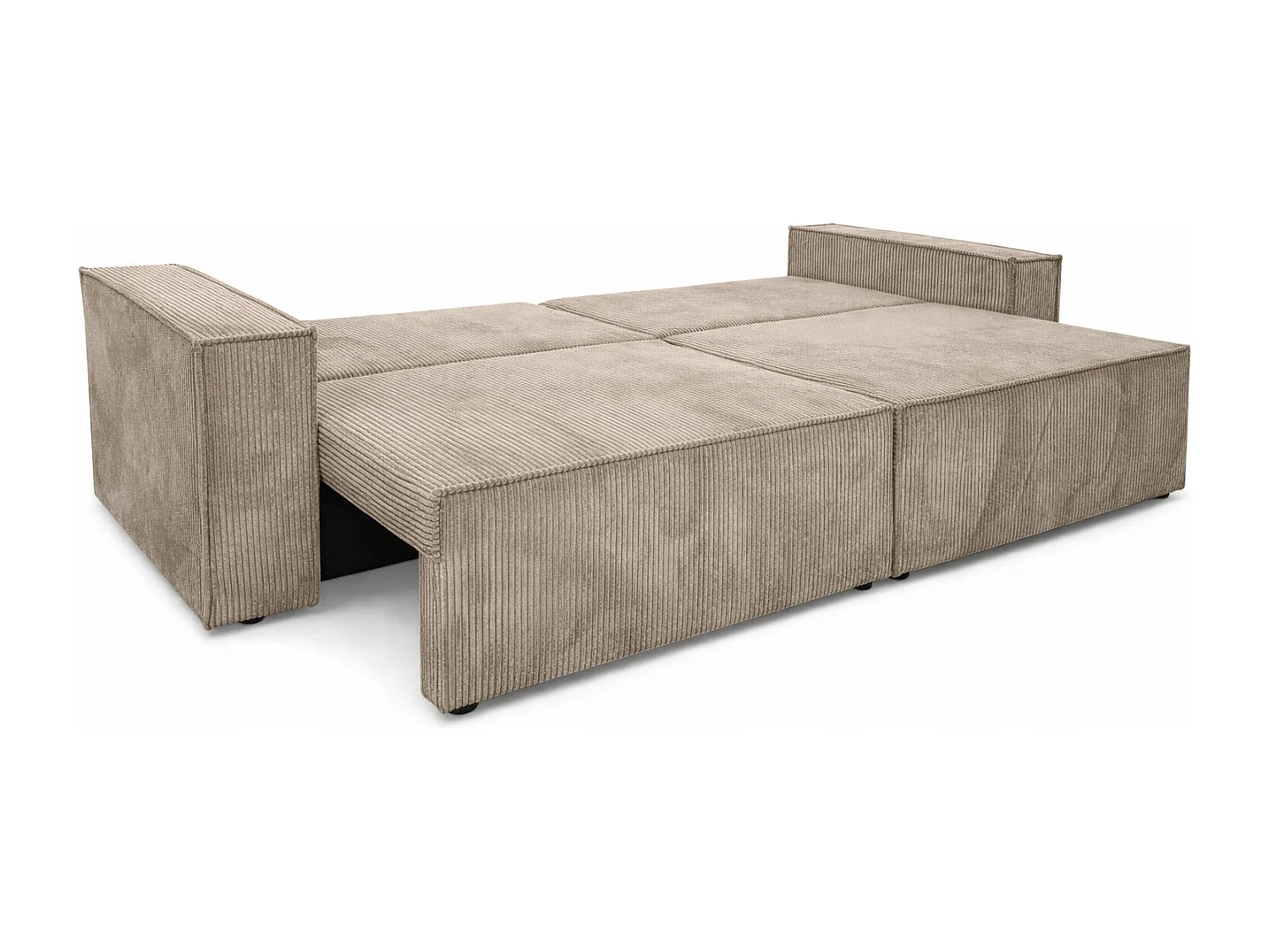 Sofa mit Schlaffunktion und Bettkasten, Cordstoff Poso, Dunkelbeige, BEST SCORNER