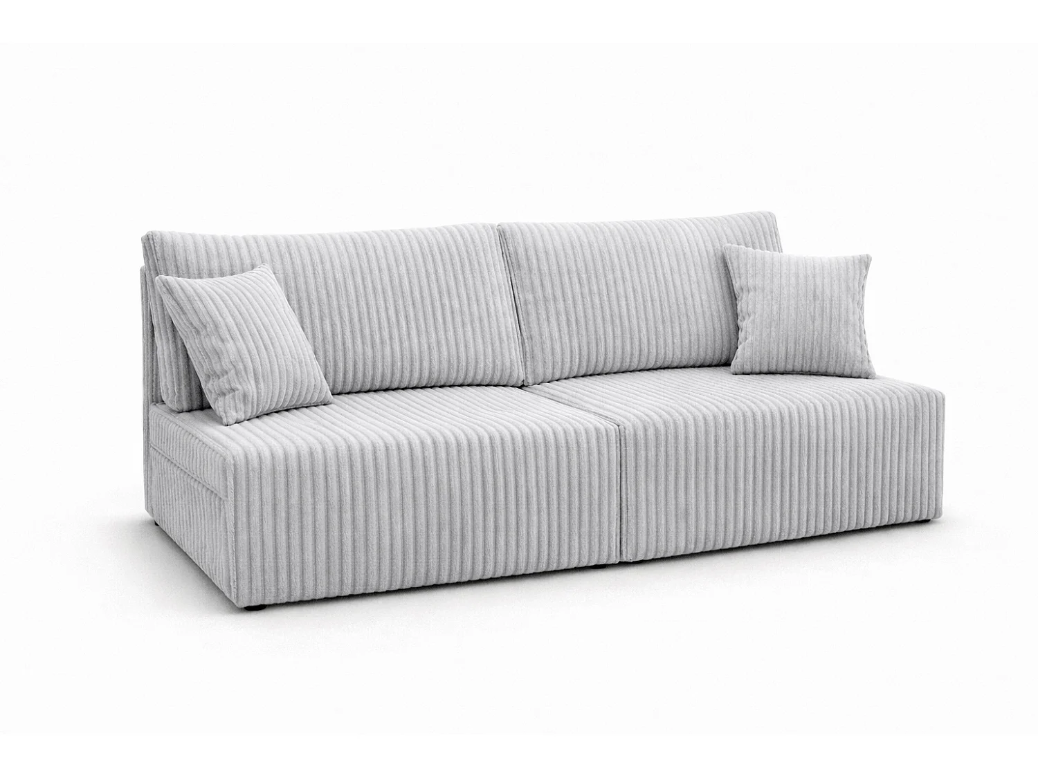 Canapé avec fonction couchage et coffre de rangement, tissu en velours côtelé Tilia, Gris, BEST MINI