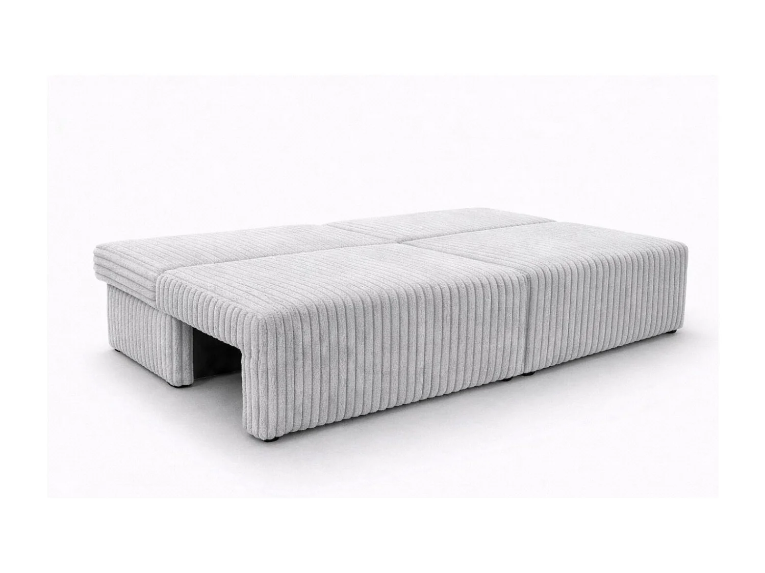 Canapé avec fonction couchage et coffre de rangement, tissu en velours côtelé Tilia, Gris, BEST MINI