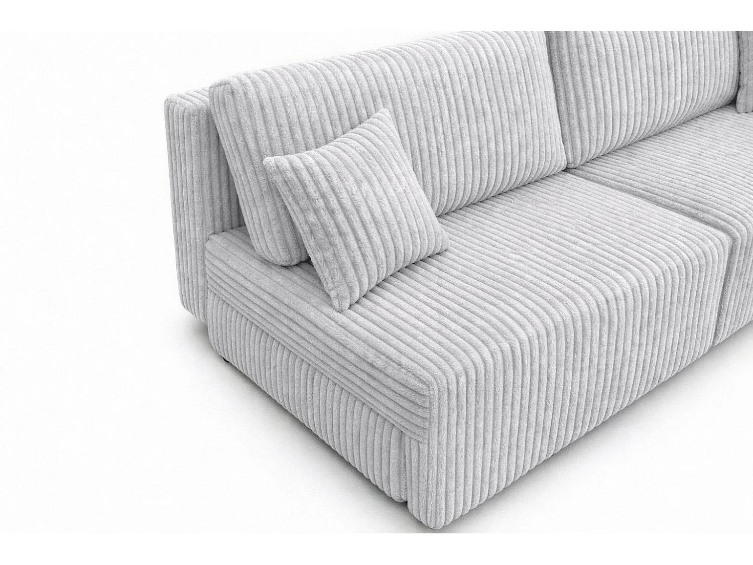 Canapé avec fonction couchage et coffre de rangement, tissu en velours côtelé Tilia, Gris, BEST MINI