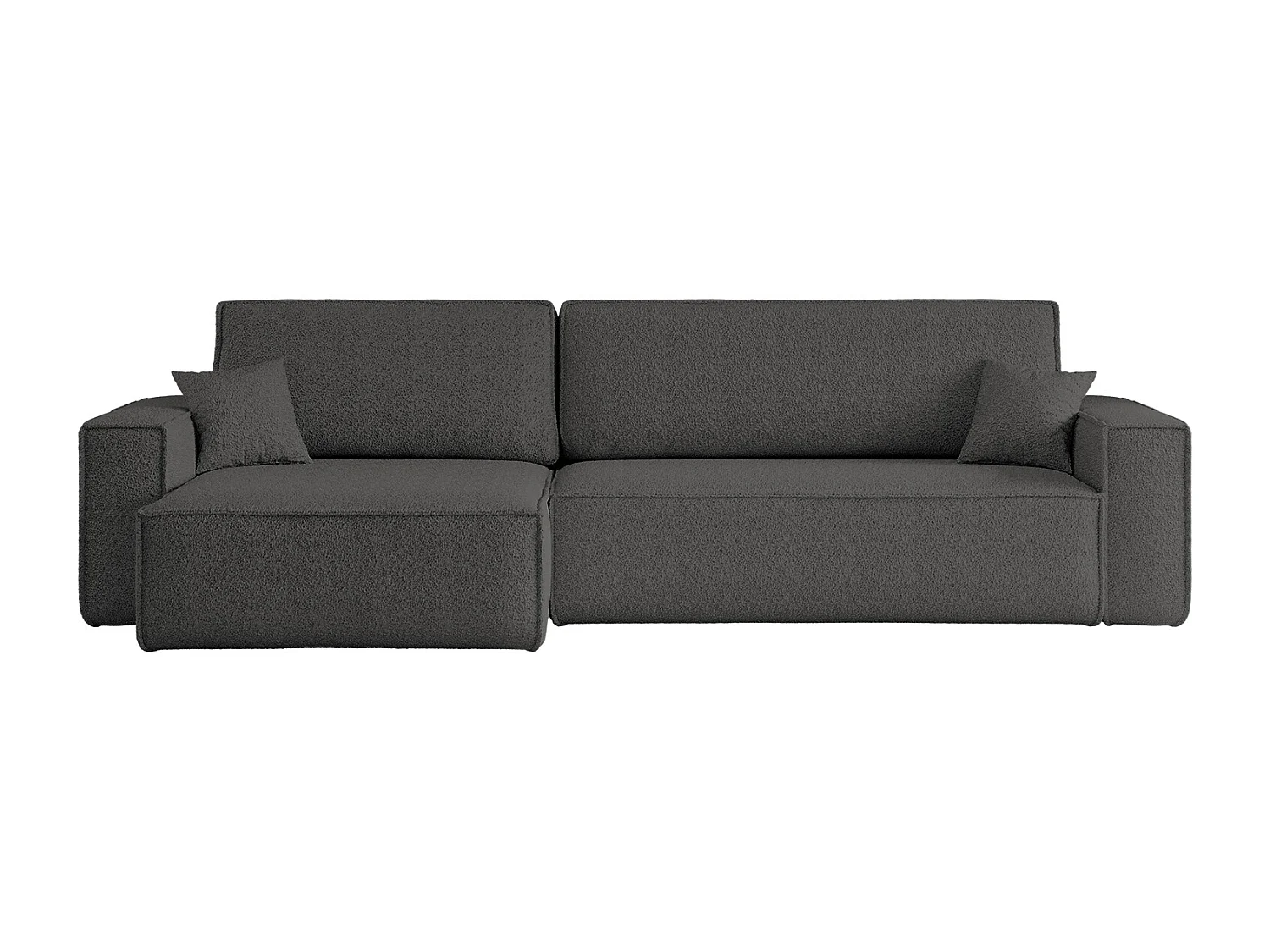 Canapé d’angle en L avec fonction couchage et coffre de rangement, tissu Quelle, Graphite, Gauche, BEST XL