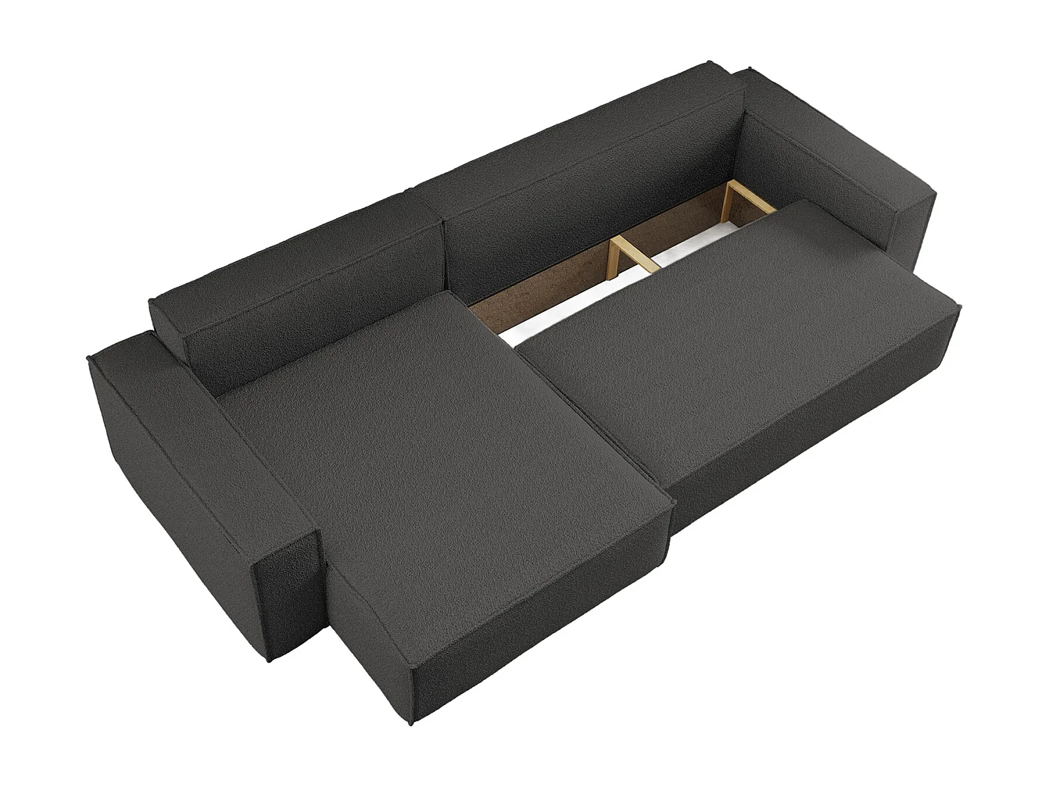Canapé d’angle en L avec fonction couchage et coffre de rangement, tissu Quelle, Graphite, Gauche, BEST XL