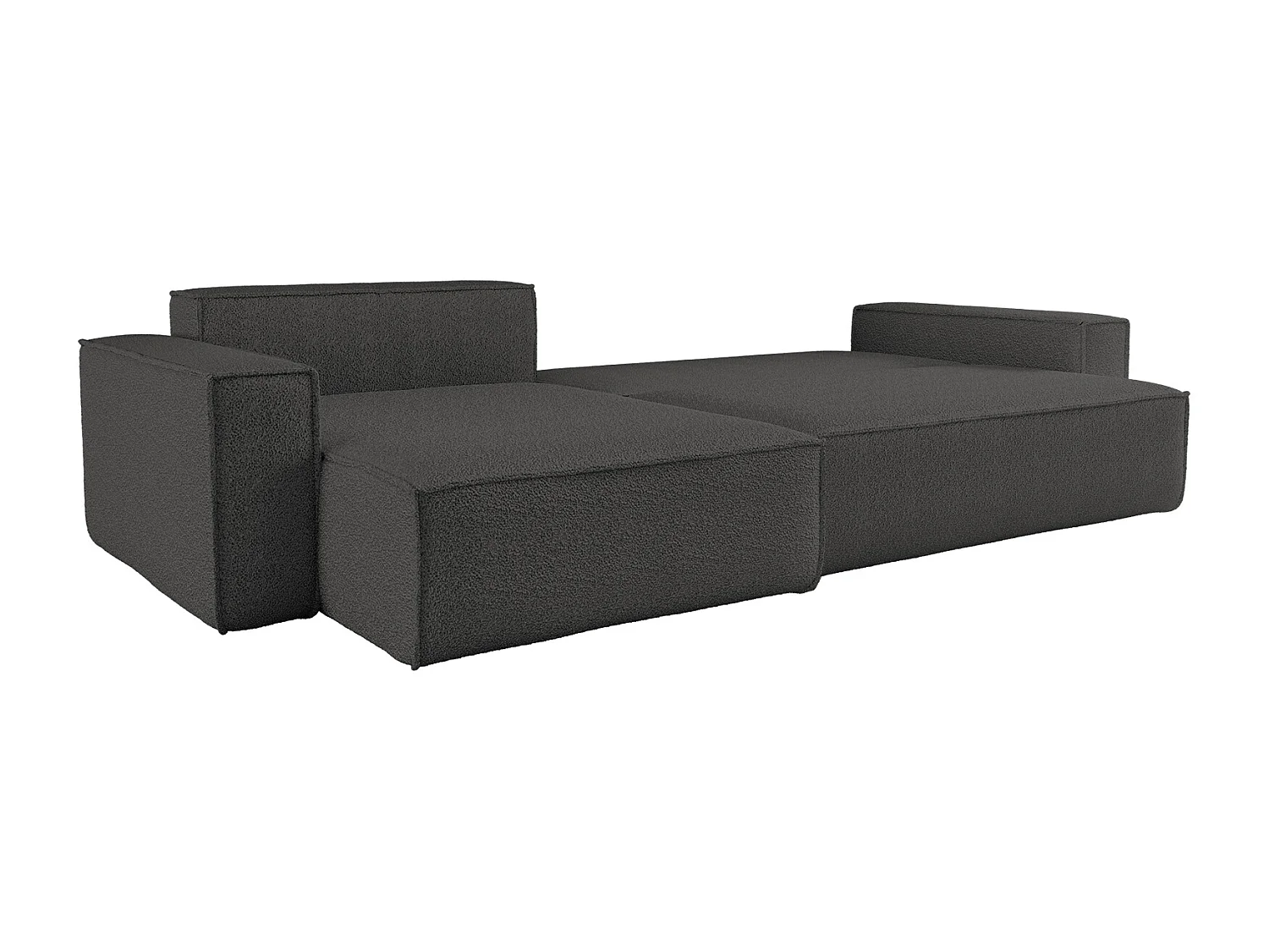Canapé d’angle en L avec fonction couchage et coffre de rangement, tissu Quelle, Graphite, Gauche, BEST XL