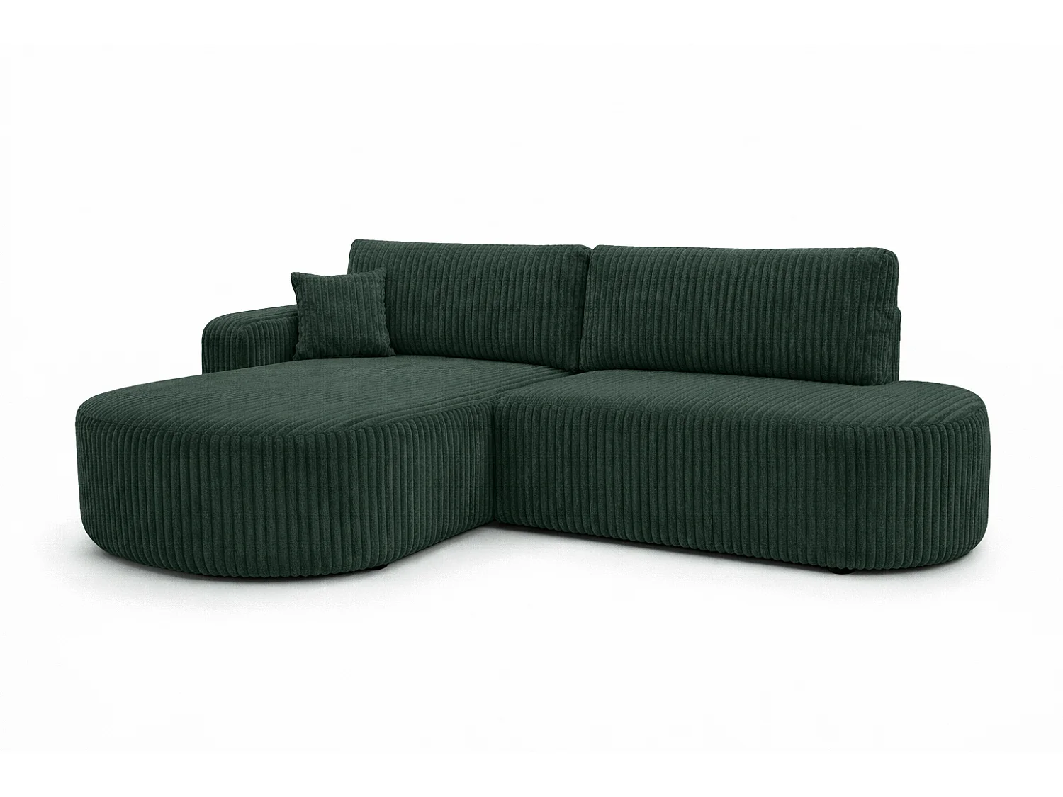 Hoekbank met slaapfunctie en opbergruimte, corduroy stof Tilia, Groen, Links, ROUND ONE OPEN XL