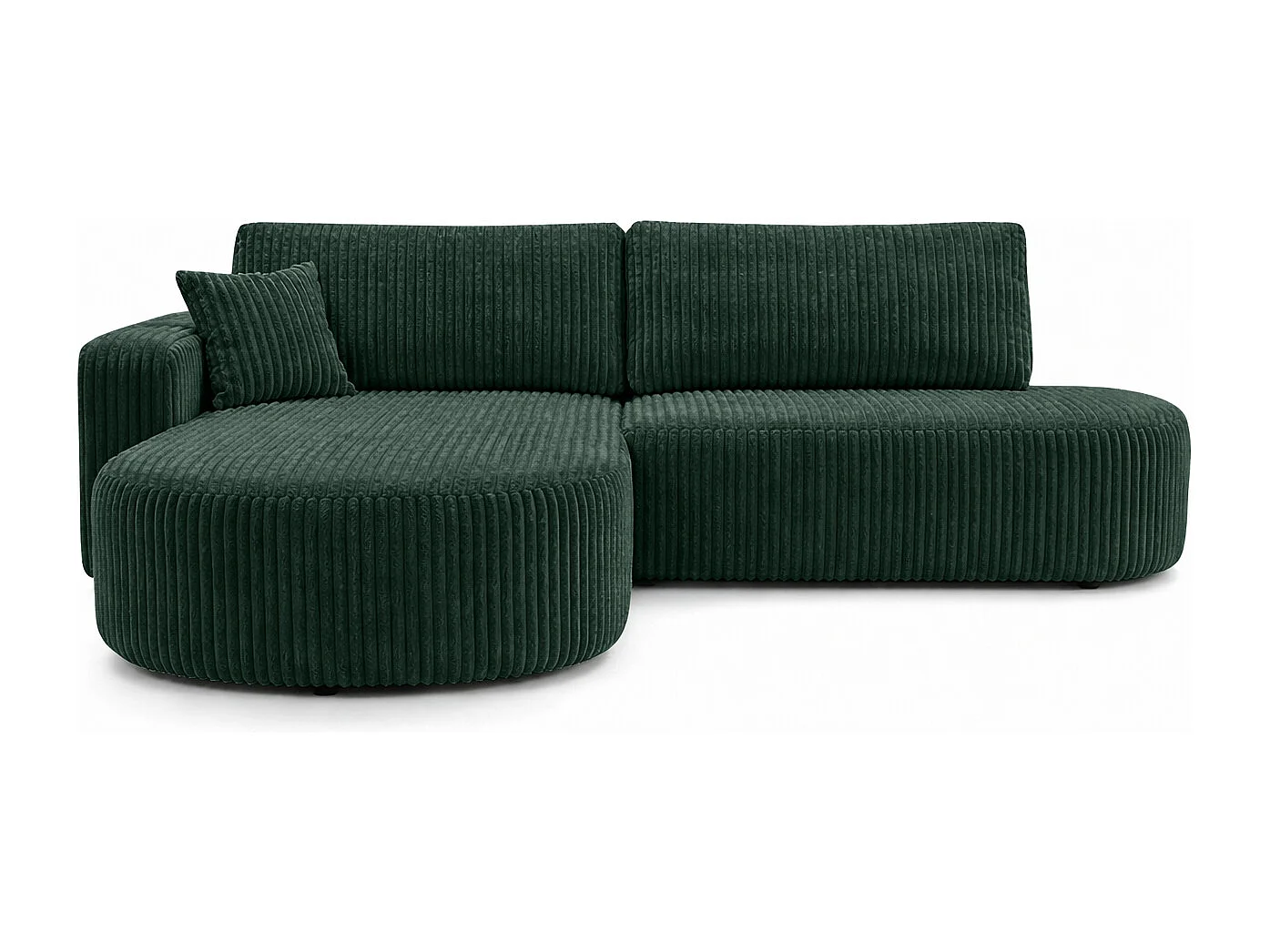 Hoekbank met slaapfunctie en opbergruimte, corduroy stof Tilia, Groen, Links, ROUND ONE OPEN XL